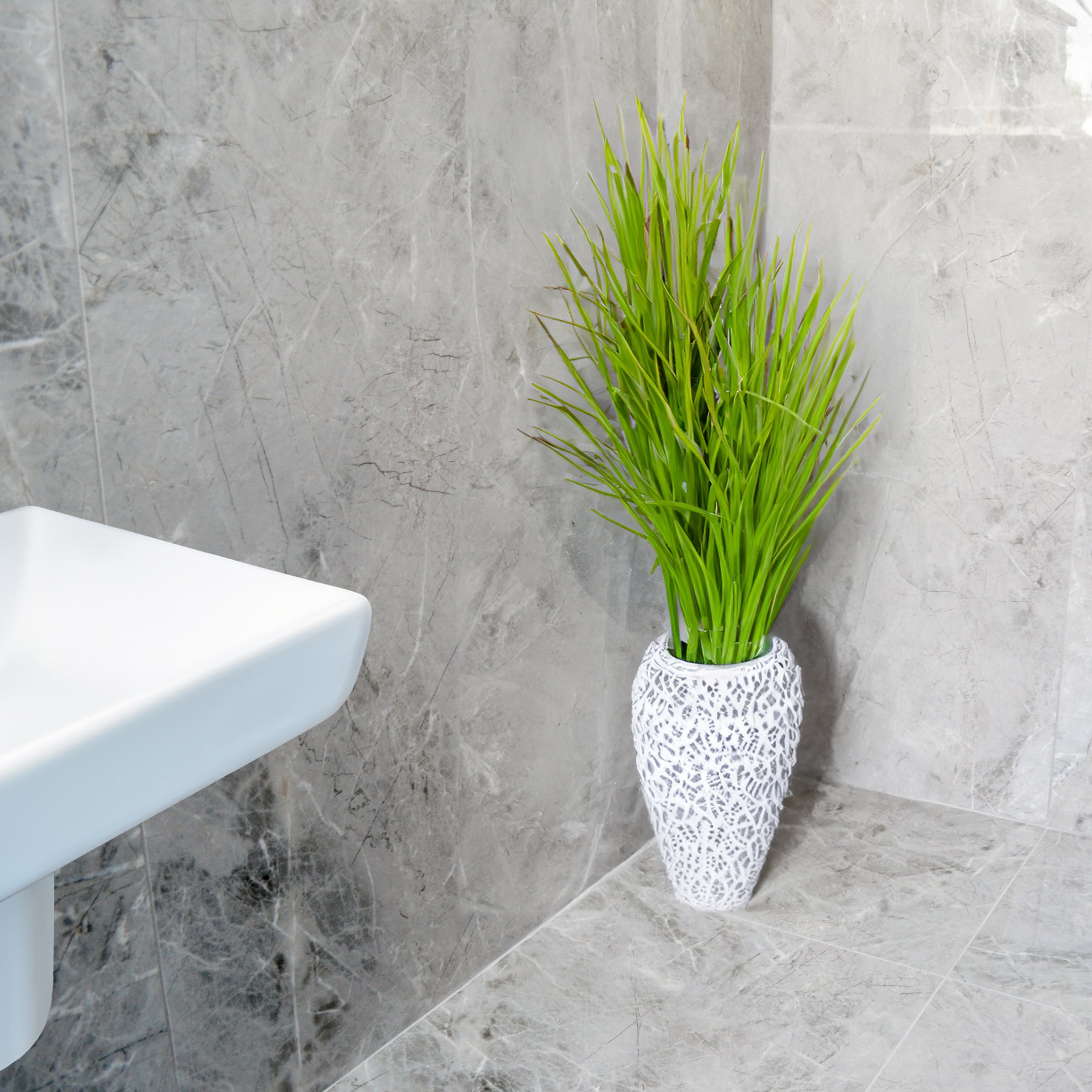 Oslo Pearl Marble Effect Polished Porcelain Tile 60x60cm