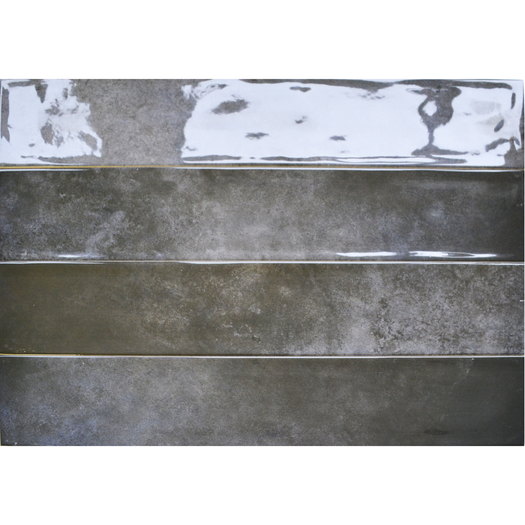 Orbetello Graphite Grey Ceramic Gloss Wall Tile 10.7x53cm