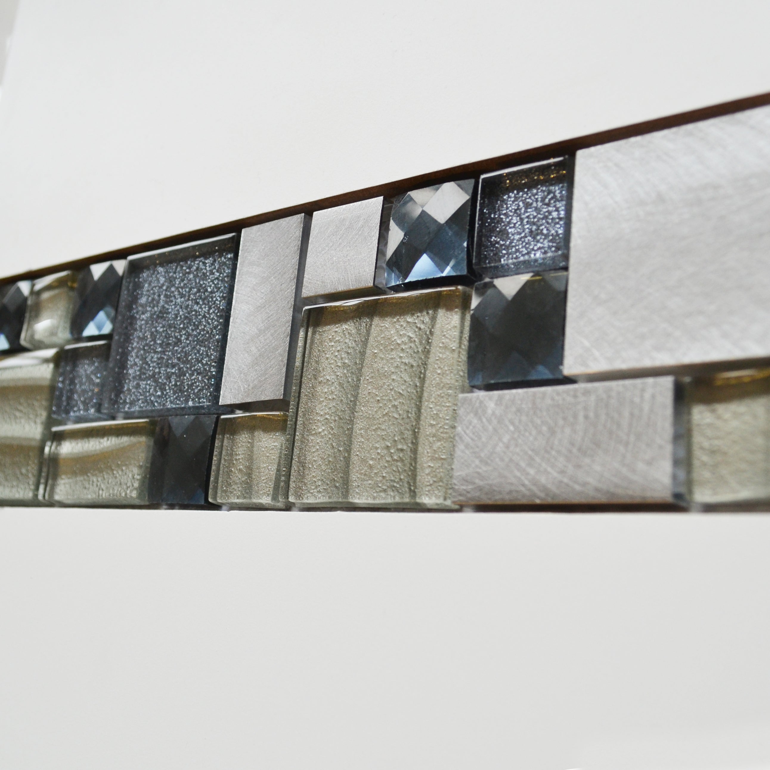 Orvieto Grey Modular Glass & Brushed Metal Mosaic 30x30cm