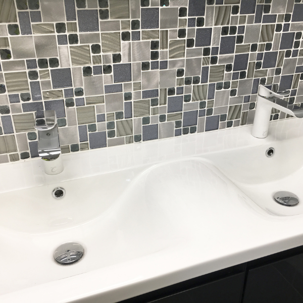 Orvieto Grey Modular Glass & Brushed Metal Mosaic 30x30cm