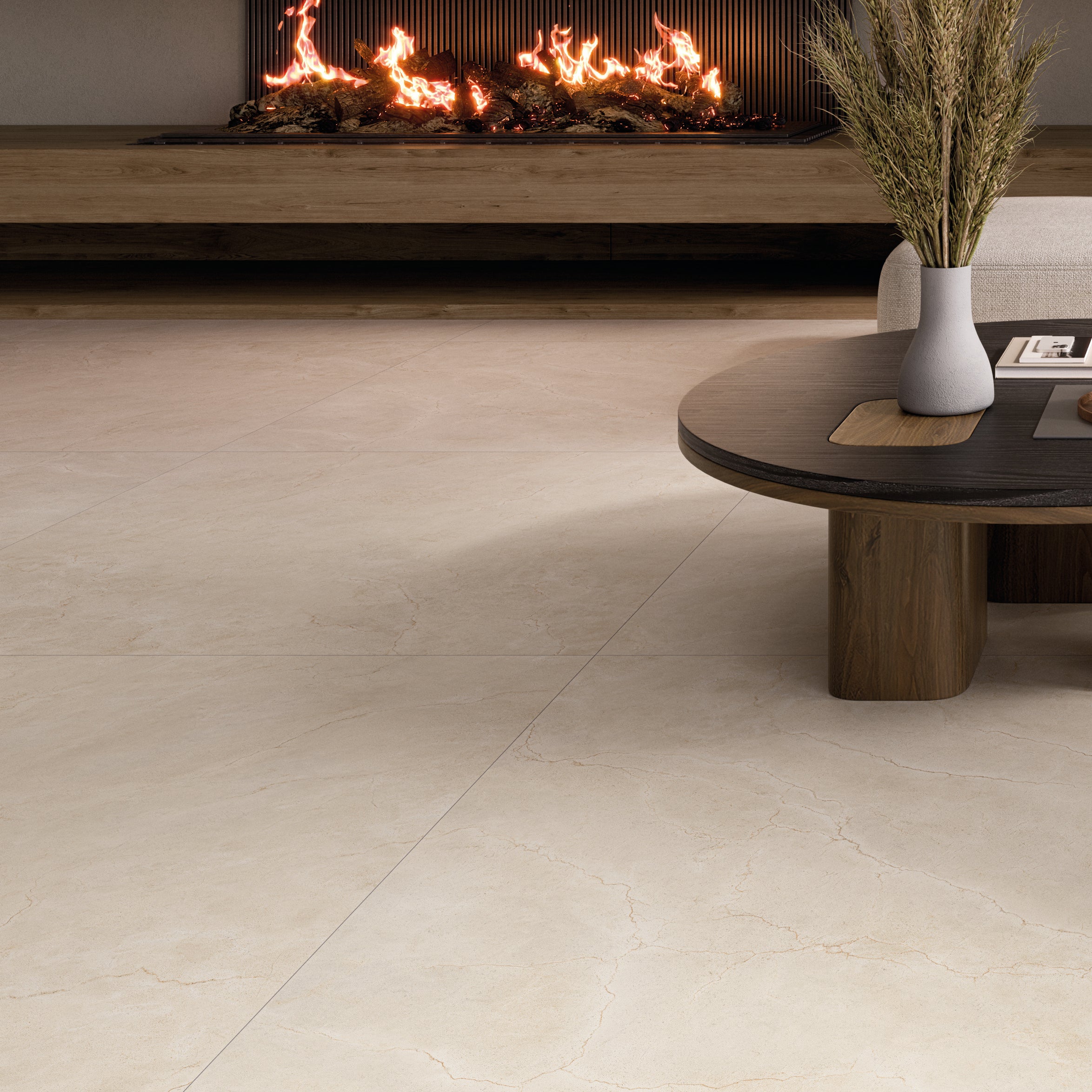 Ottawa Ivory Matt Stone Effect Porcelain Tile 60x60cm