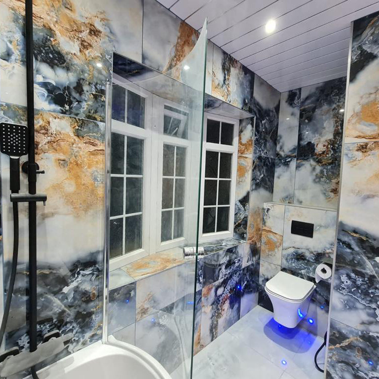 Pazar Blue Marble Effect Large Porcelain Tile 60x120cm