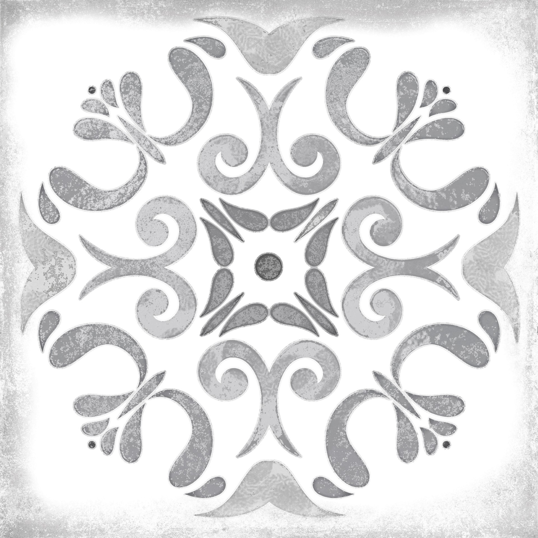 Paris Grey Décor Pattern Ceramic Gloss Wall Tile 15x15cm