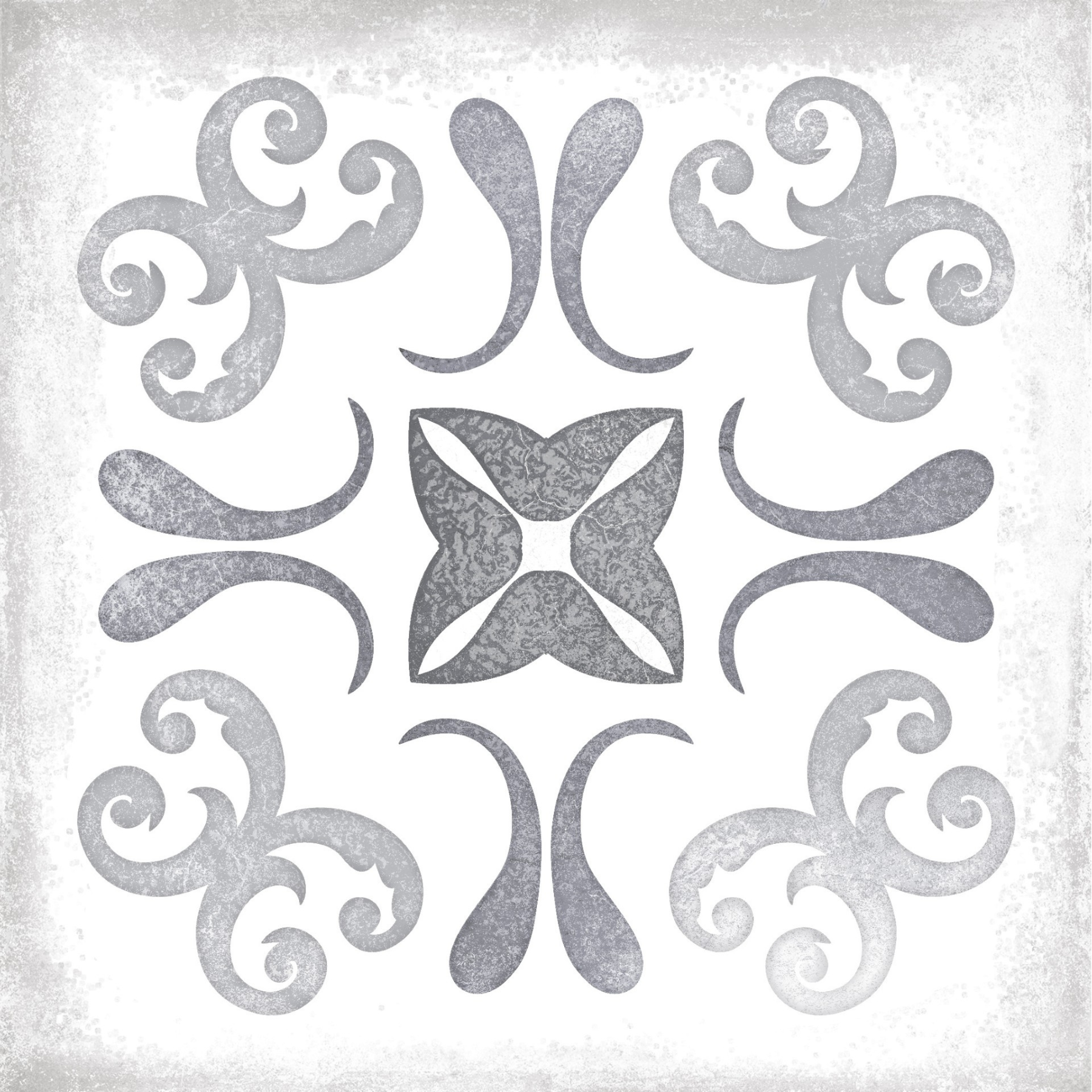 Paris Grey Décor Pattern Ceramic Gloss Wall Tile 15x15cm