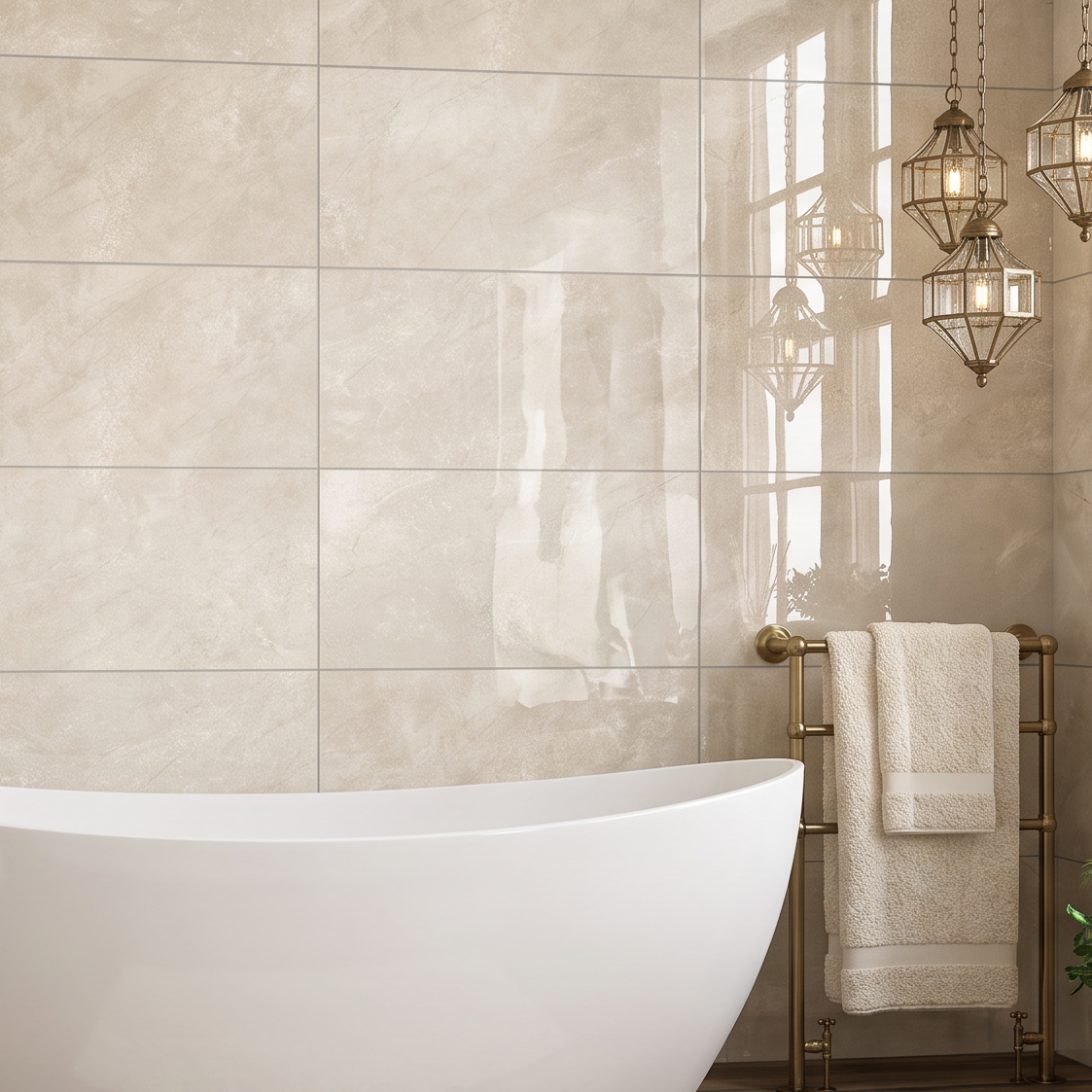 Palis Beige Rectified Ceramic Gloss Wall Tile 30x60cm