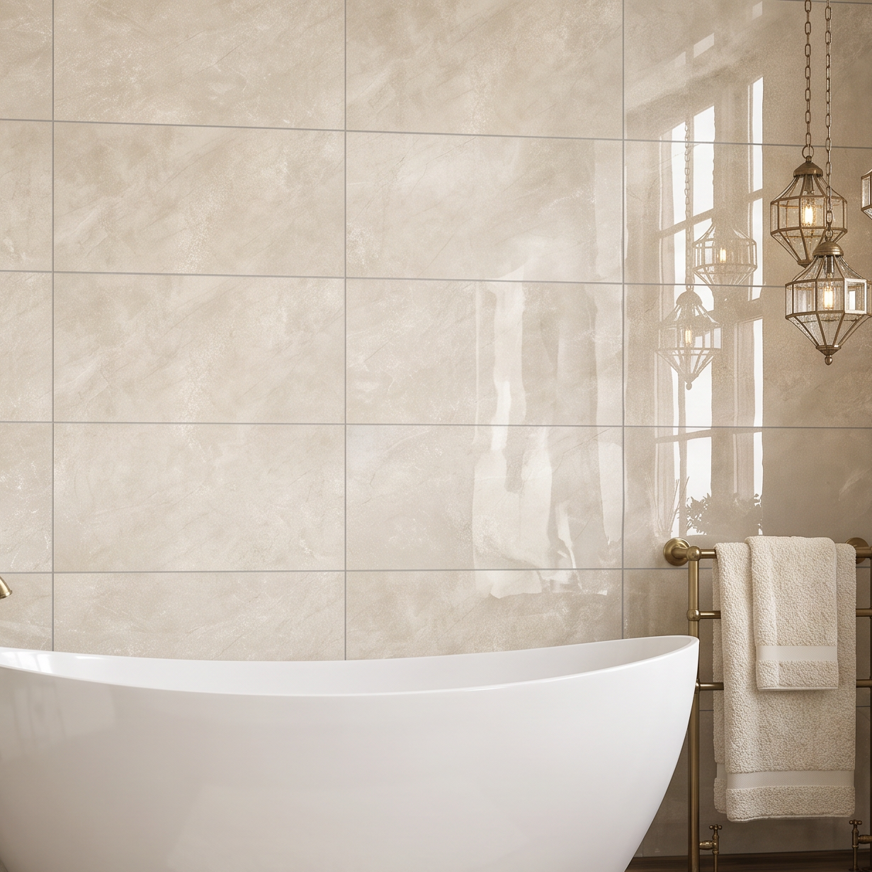 Palis Beige Rectified Ceramic Gloss Wall Tile 30x60cm