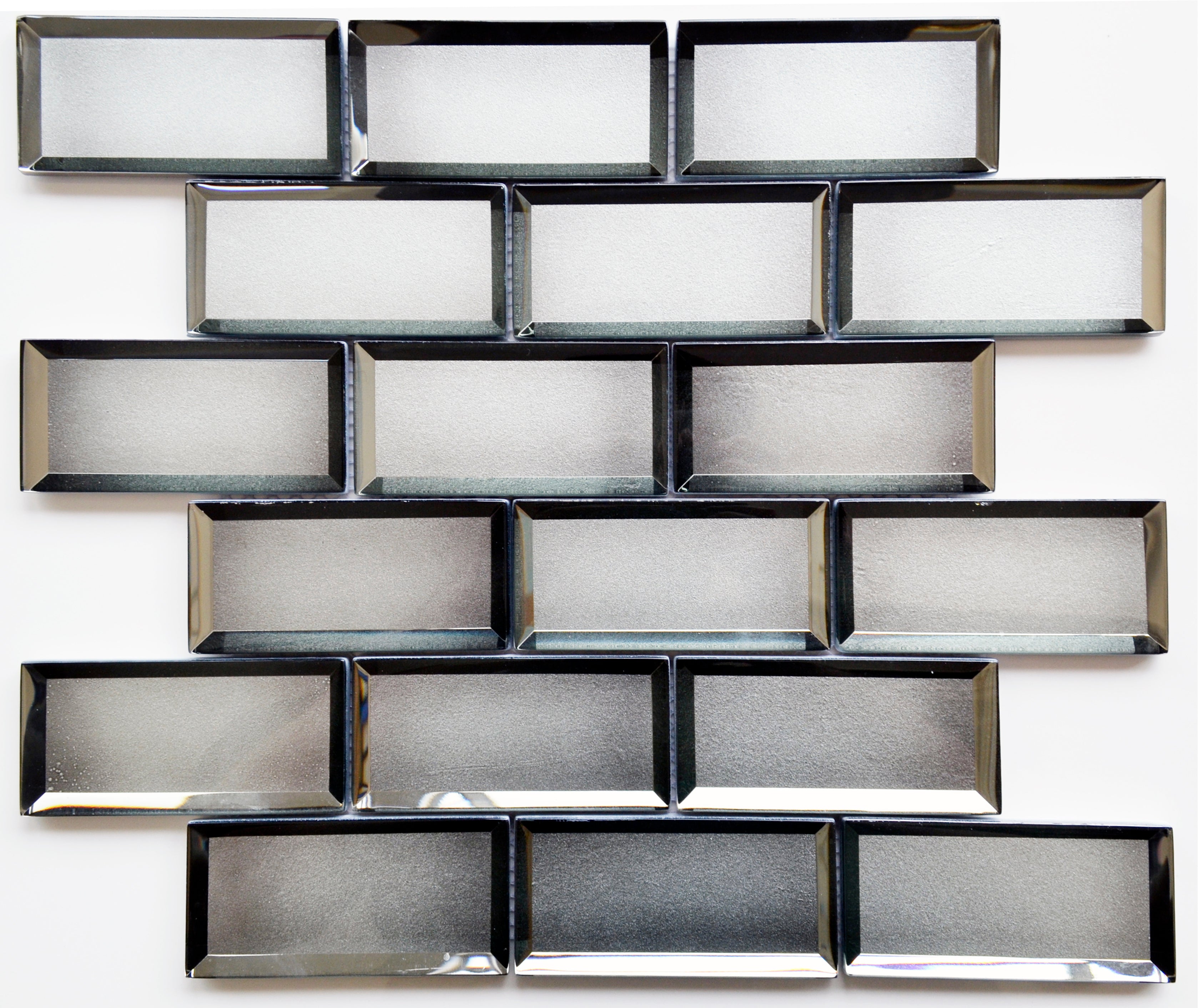 Prisium Dark Grey Glossy Glass Reflective Mosaic