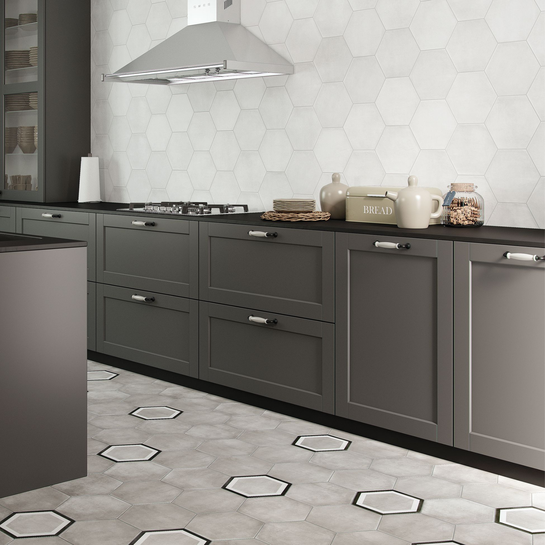 Pavia Grey Hexagonal Porcelain Matt Tile 23x27cm