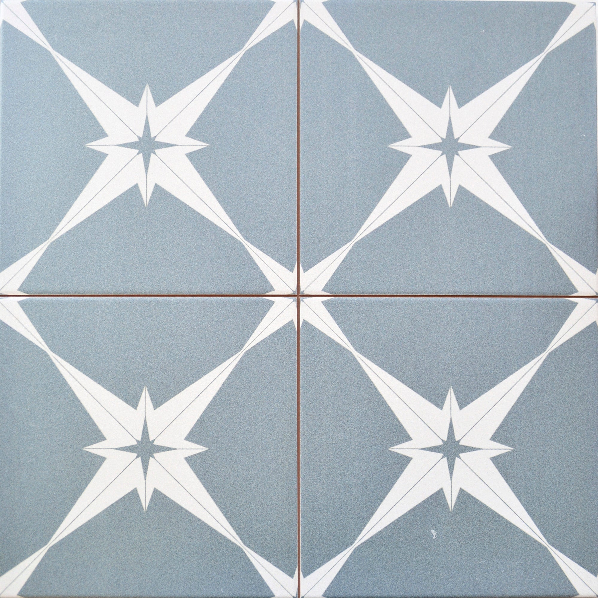 Pluto Marine Blue White Star Pattern Ceramic Tile 45x45cm