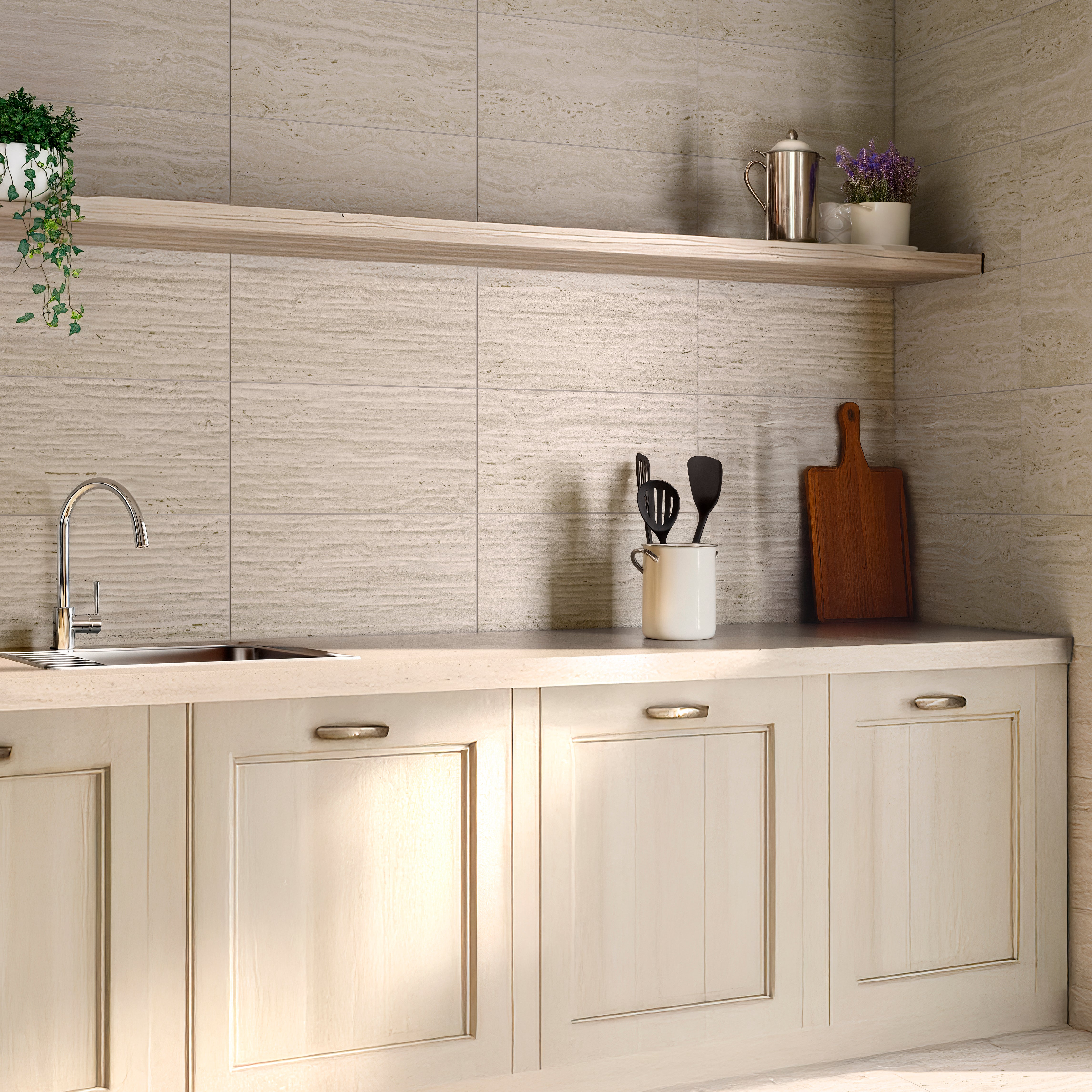 Palermo Beige Decor Travertine Effect Ceramic Tile 30x60cm