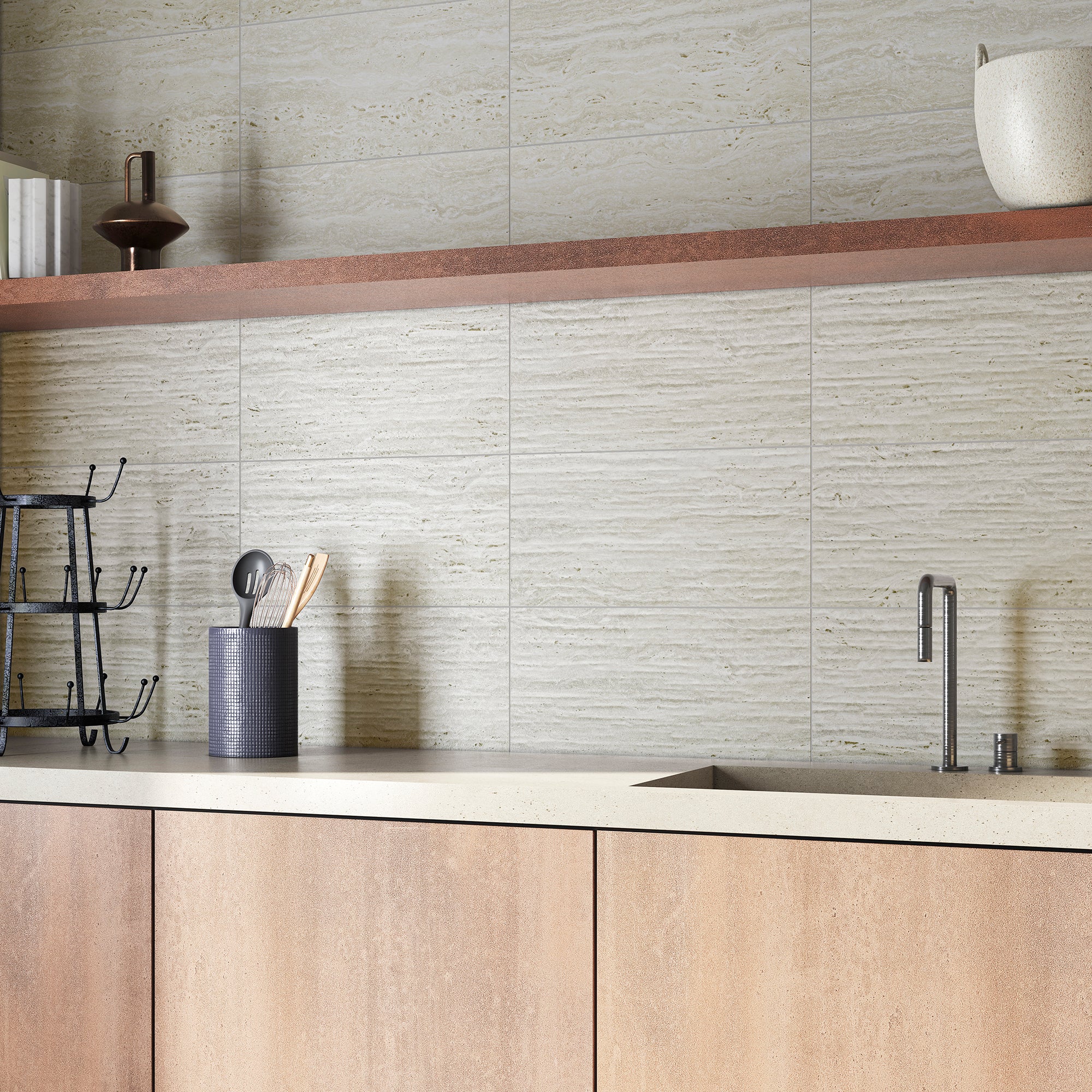 Palermo Ivory Decor Travertine Effecr Ceramic Tile 30x60cm