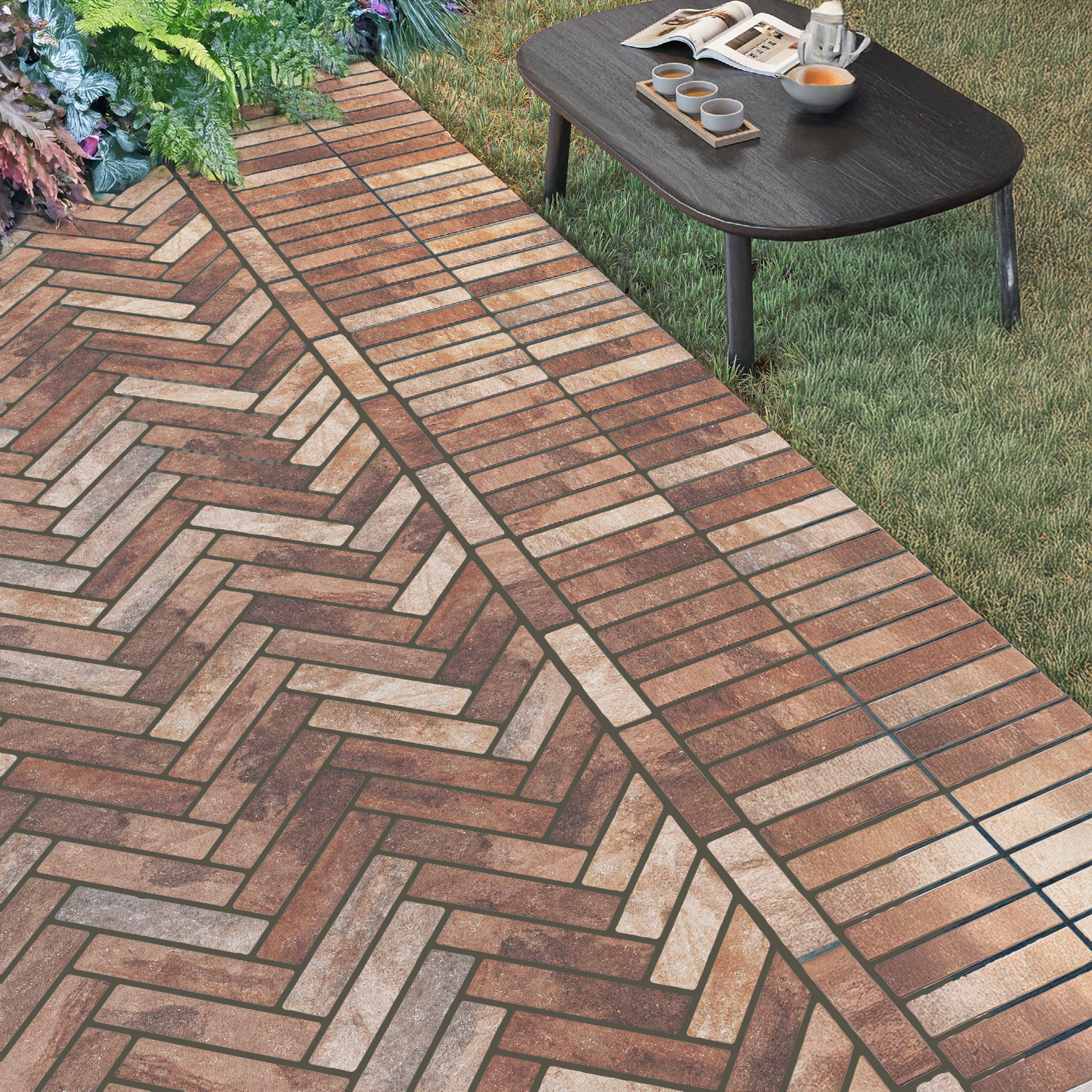 Portland Red Textured Porcelain Tile Brick Slips 6x25cm