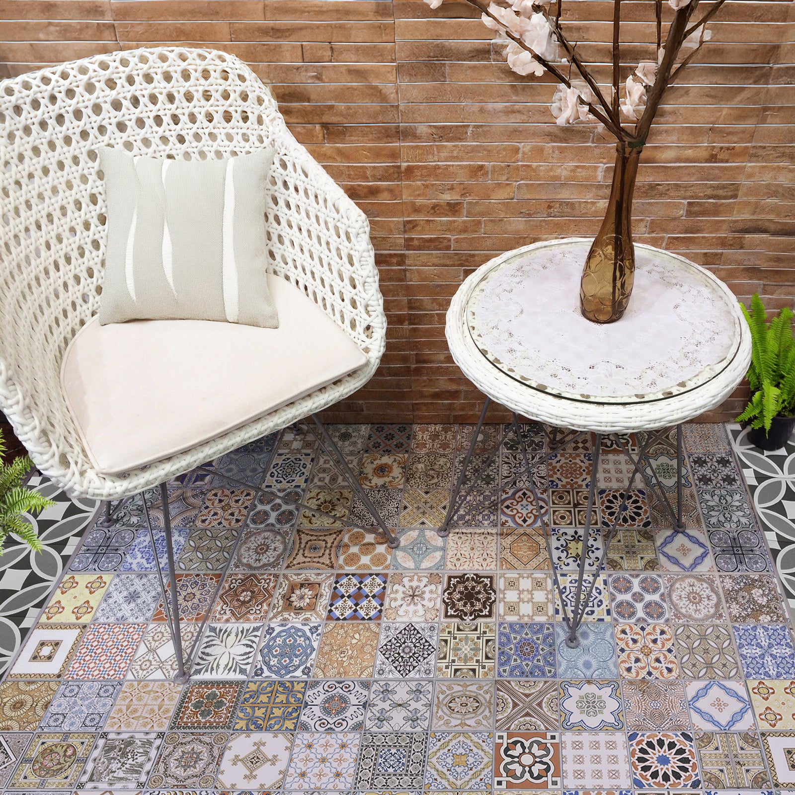 Ropenza Moroccan Pattern Décor Porcelain Tile 44.2x44.2cm