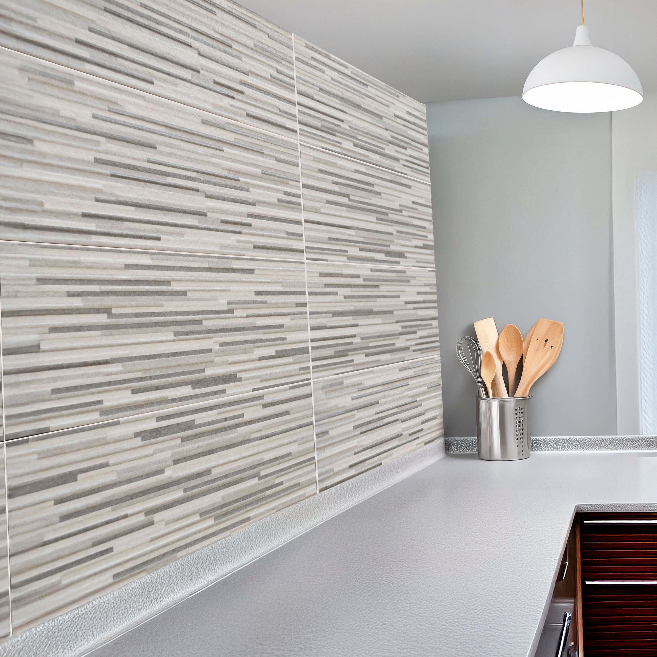 Que Cendra Linear Pattern Decor Ceramic Wall Tile 20x60cm