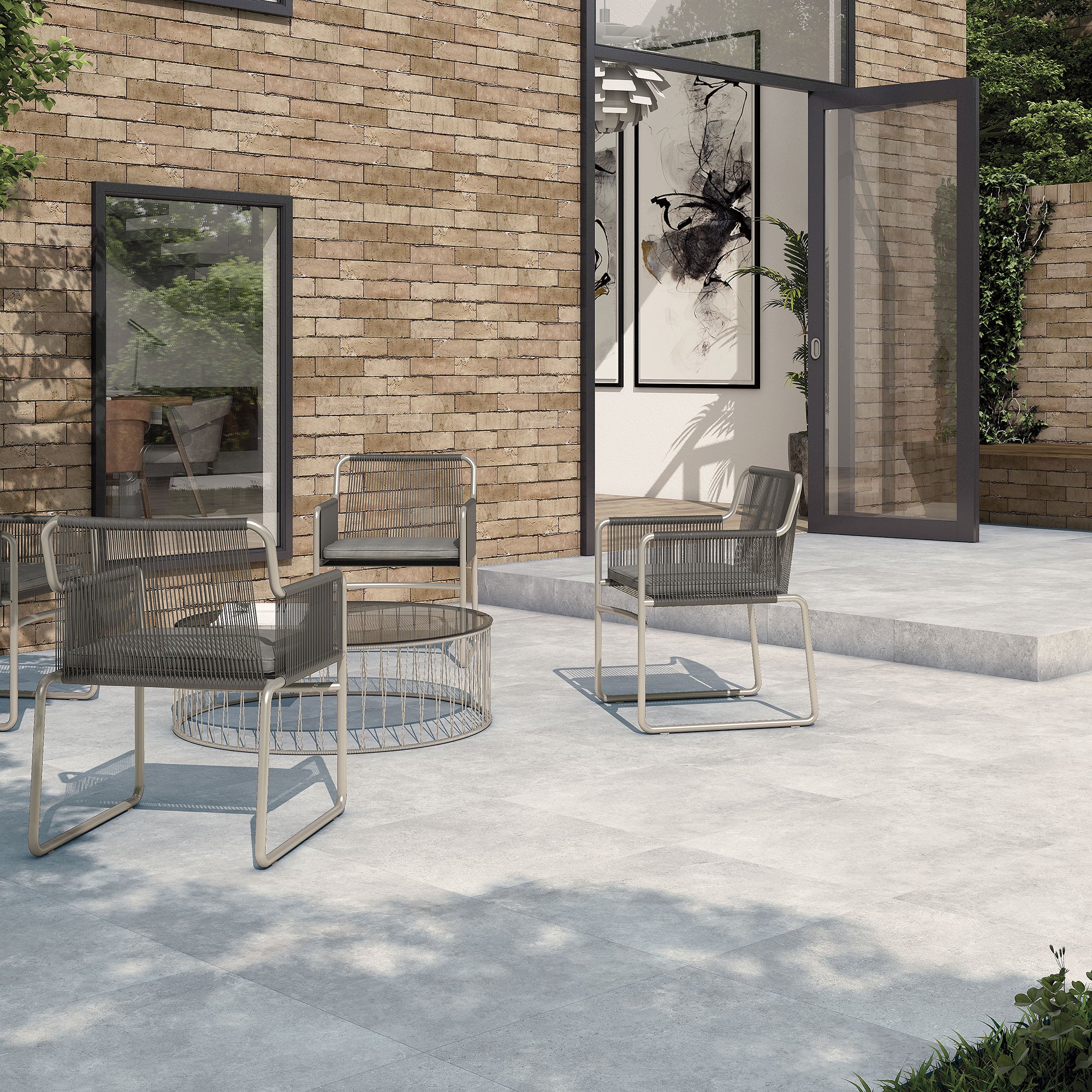 Rock Hill Pearl Porcelain Patio Slab Tile 59.5x90cm 2cm