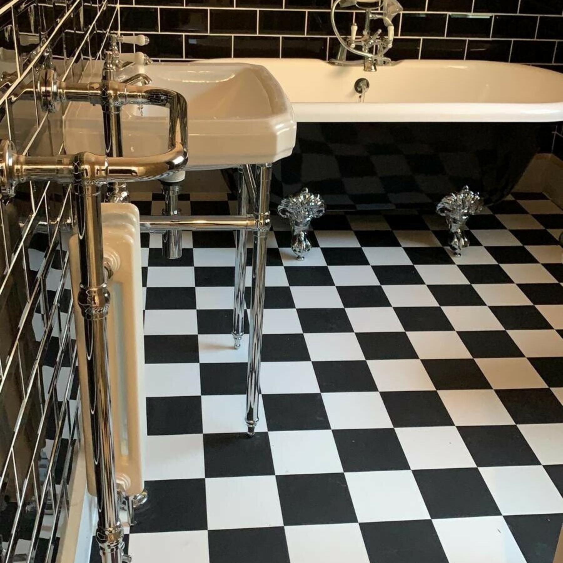 Regal Black Checkerboard Porcelain Satin Tile 20x20cm