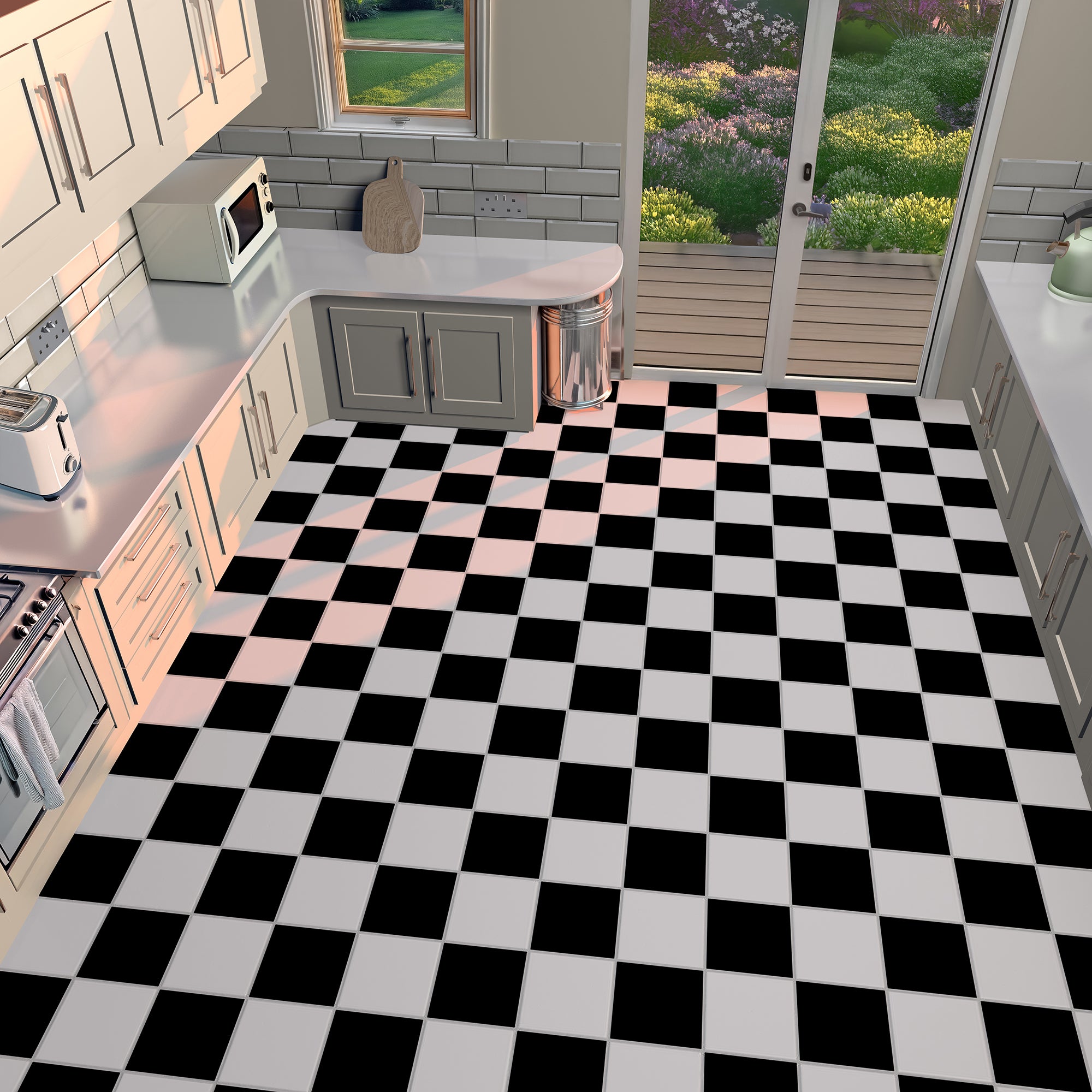 Regal White Checkerboard Porcelain Satin Tile 20x20cm