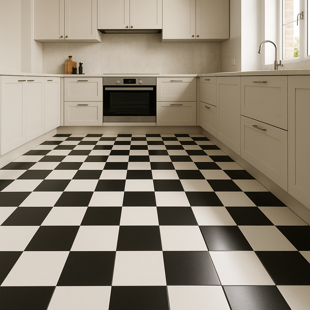 Regal Black Checkerboard Porcelain Satin Tile 20x20cm