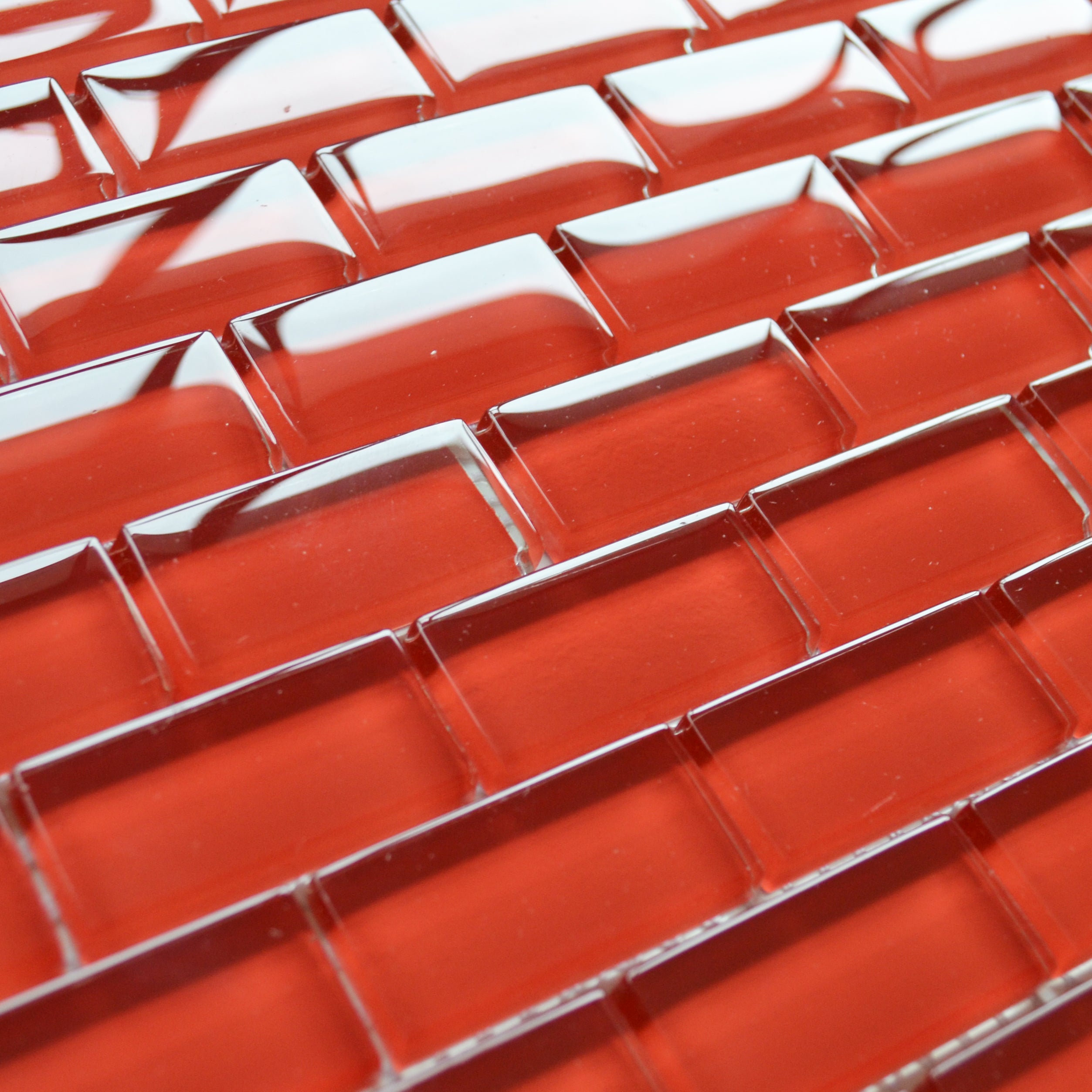Reflections Cherry Red Brick / Square Glass Mosaic 30x30cm