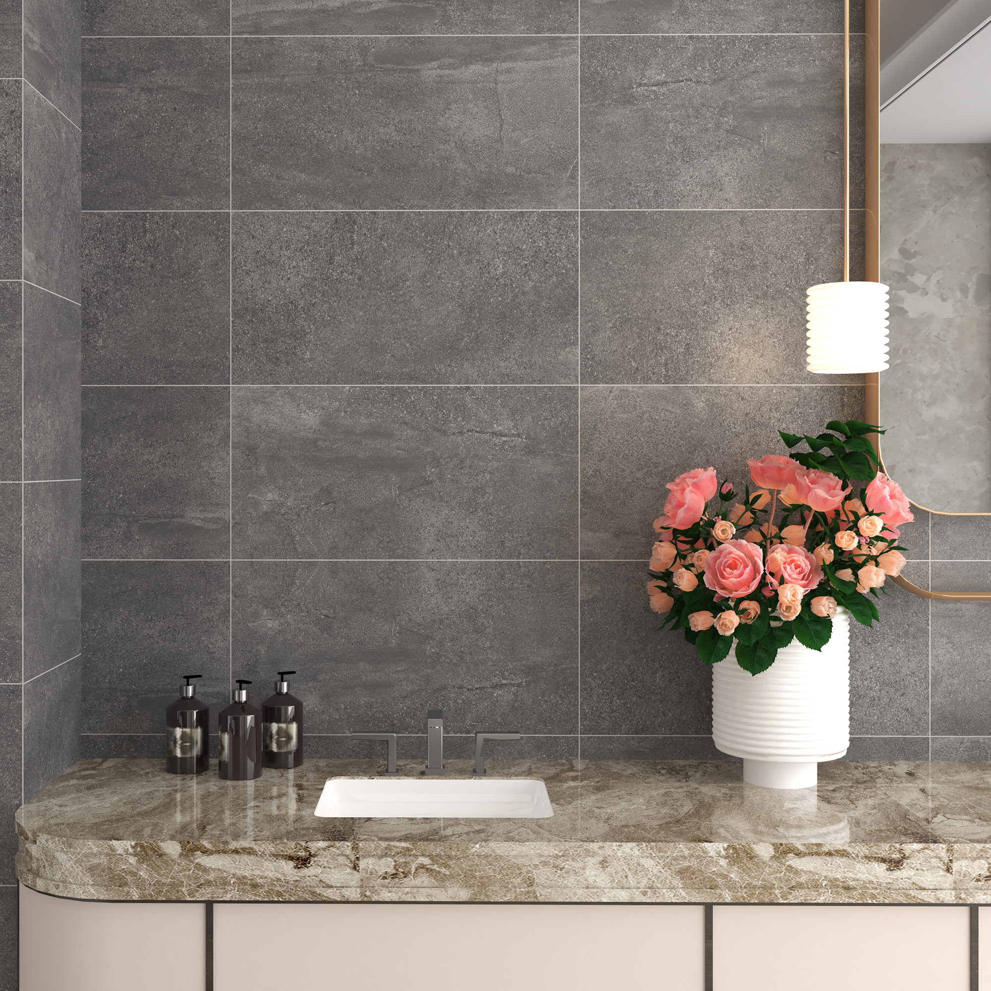 Rocklin Dark Grey Rectified Matt Porcelain Tile 30x60cm