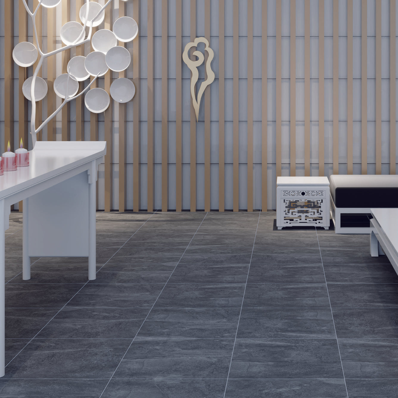 Rocklin Dark Grey Rectified Matt Porcelain Tile 60x60cm