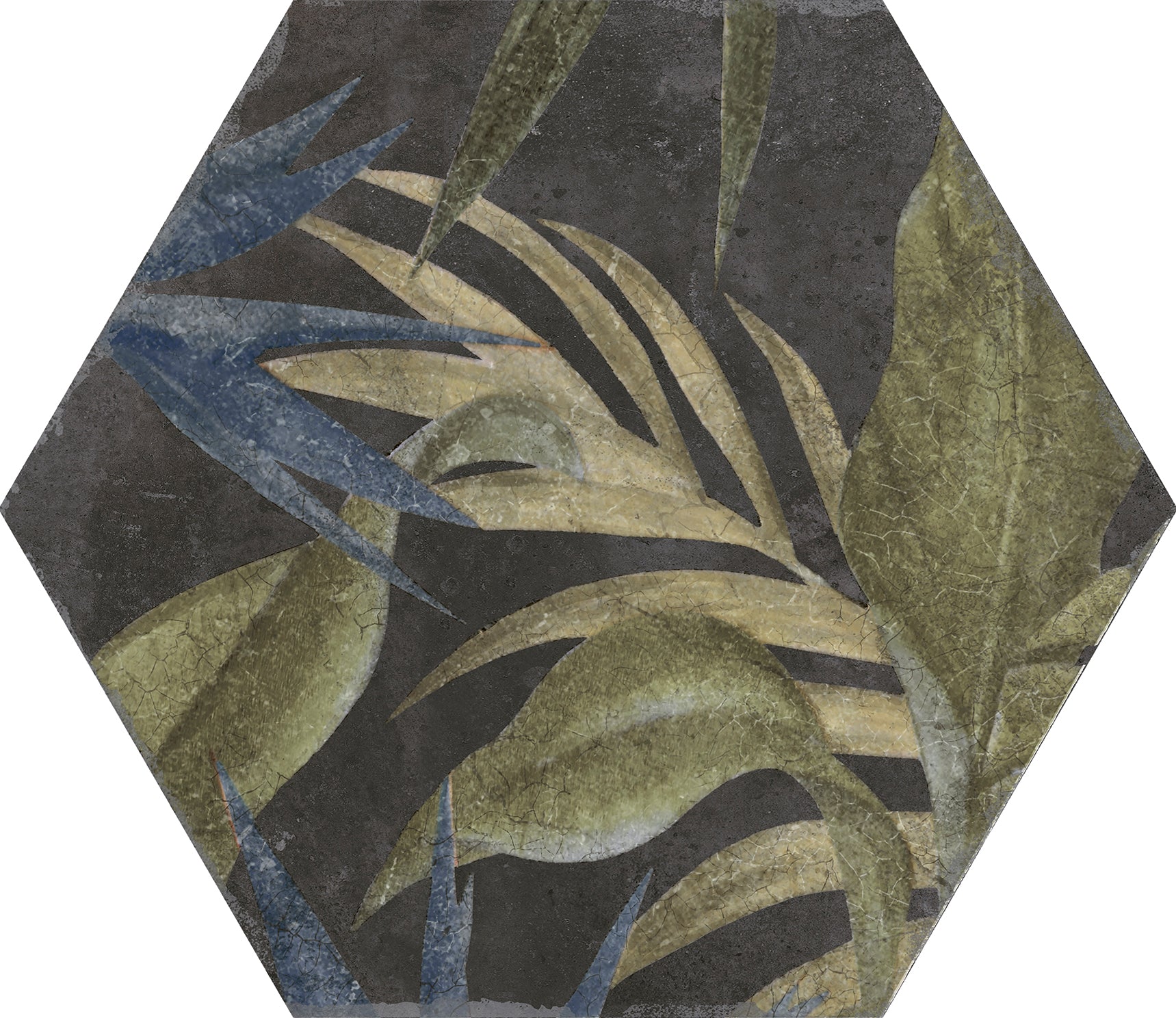 Aulla Lava Floral Pattern Porcelain Hexagonal Tile 23x27cm