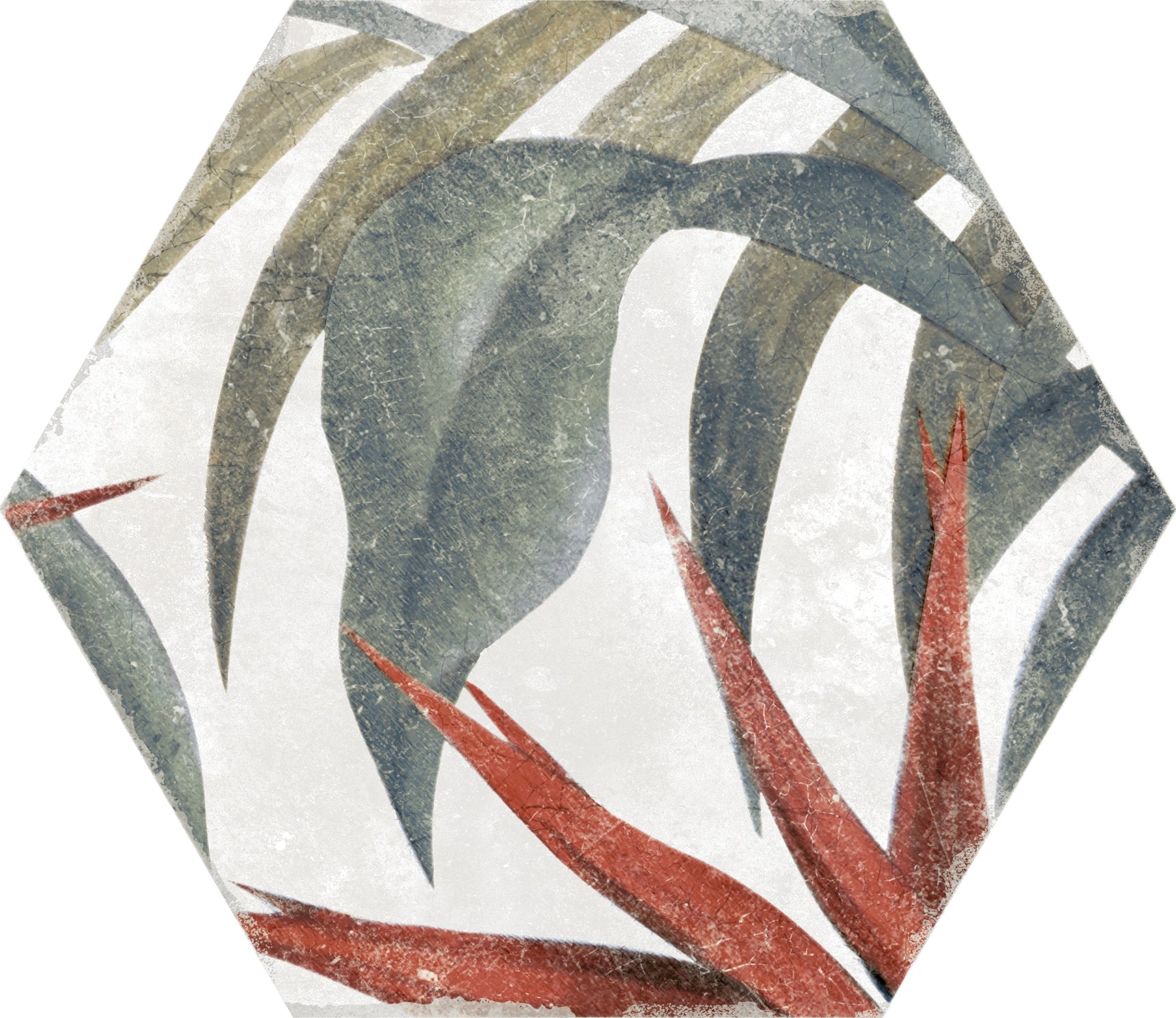 Aulla Blanco Floral Pattern Porcelain Hexagonal Tile 23x27cm