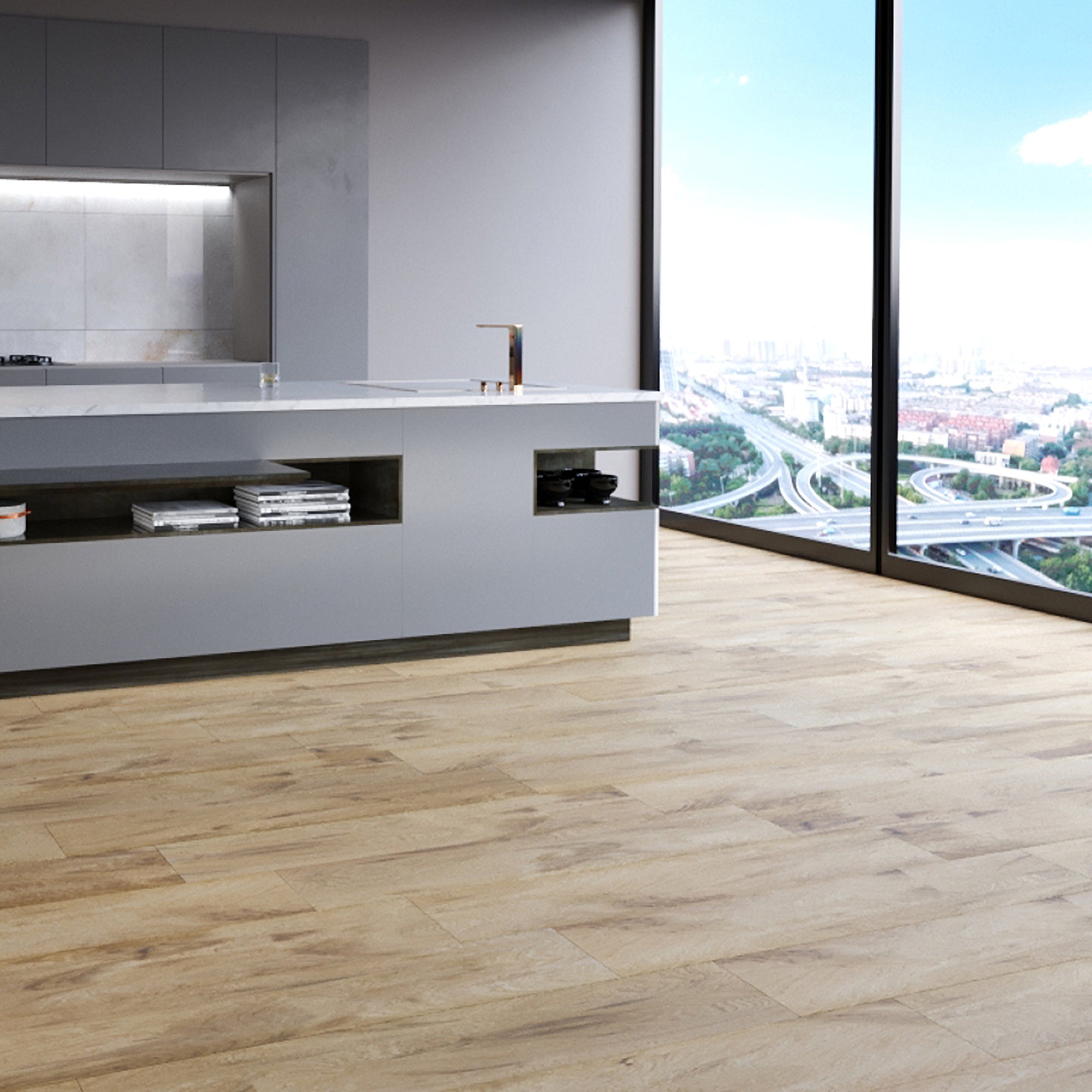 Satriano Noce Brown Porcelain Wood Effect Tile 20x120cm