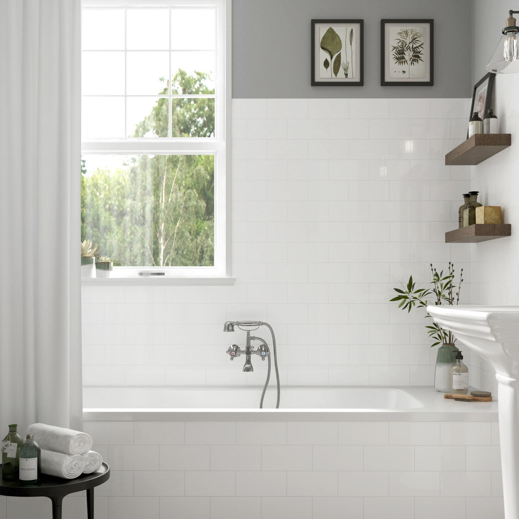 Seville White Ceramic Gloss 10x30cm