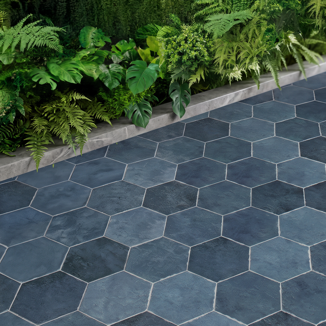 Sanno Azul Blue Porcelain Matt Hexagonal Tile 23x27cm