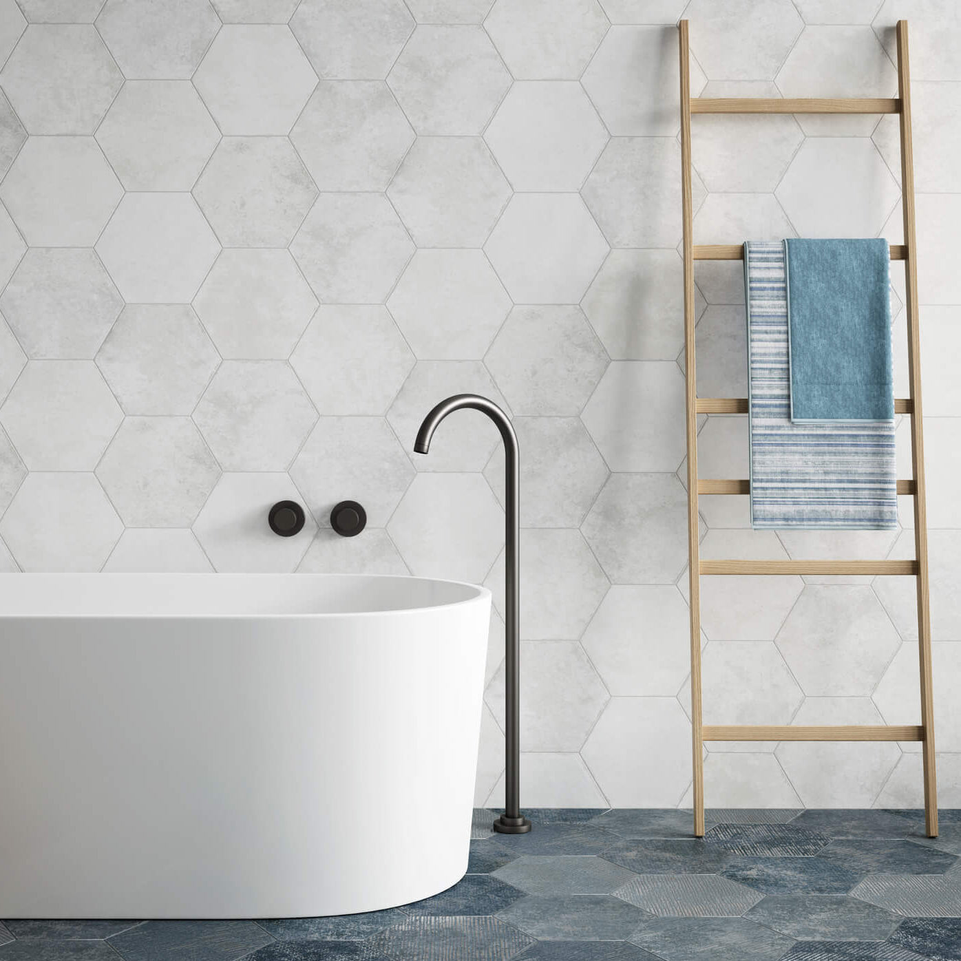 Sanno Blanco White Porcelain Matt Hexagonal Tile 23x27cm