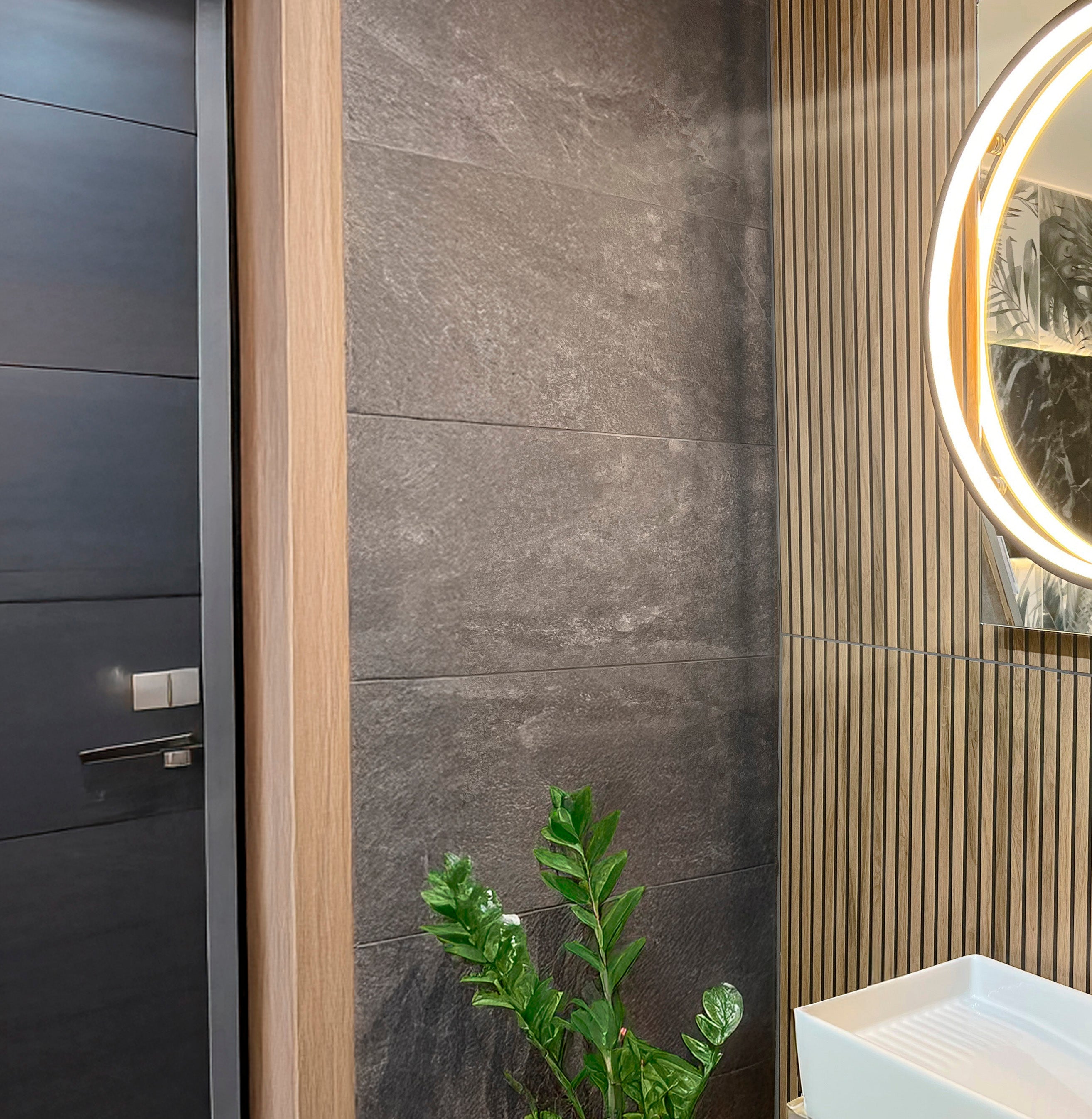 Manciano Black Stone Effect Porcelain Matt Tile 29.9x60cm
