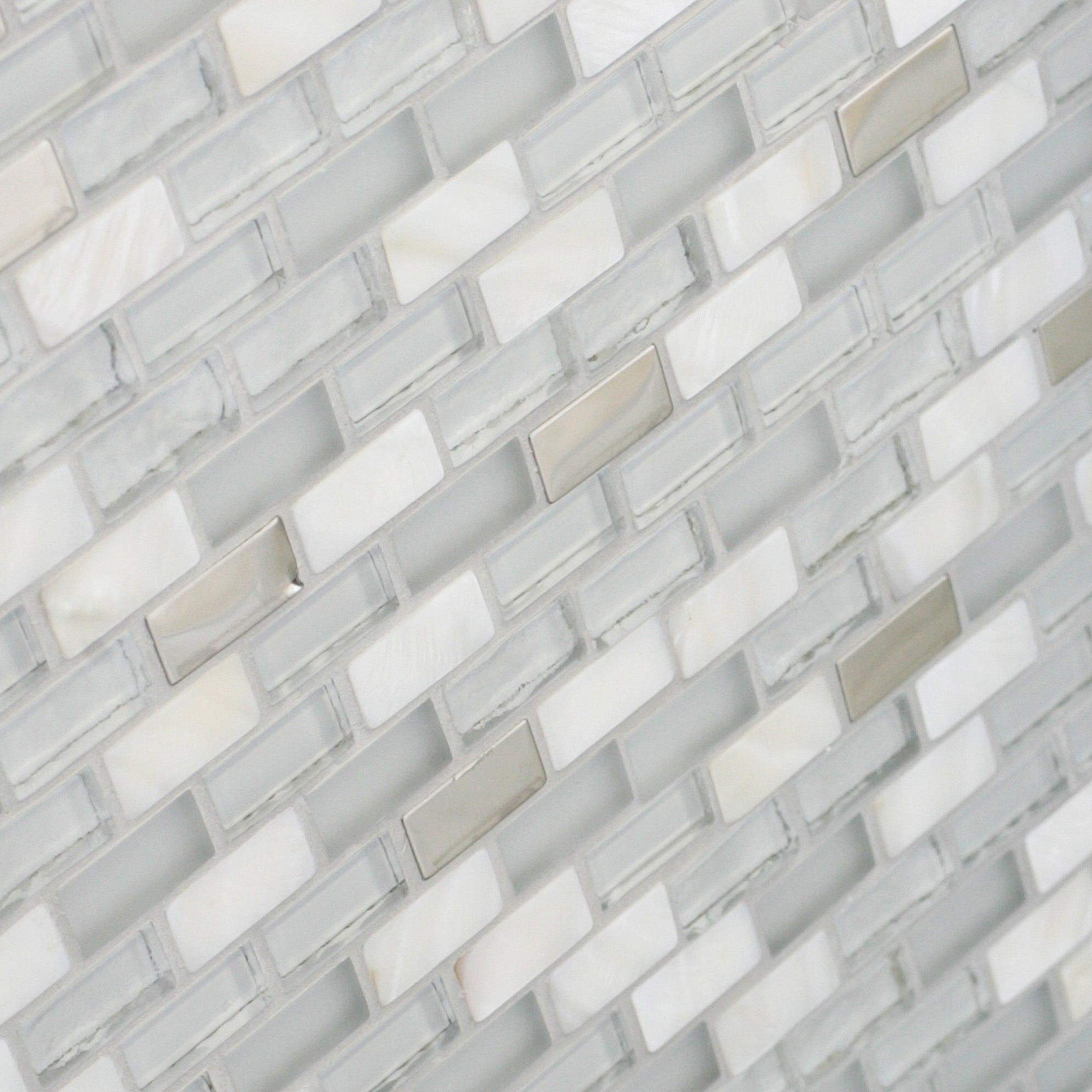 Santiago White Brick Glass & Mother of Pearl Mosaic