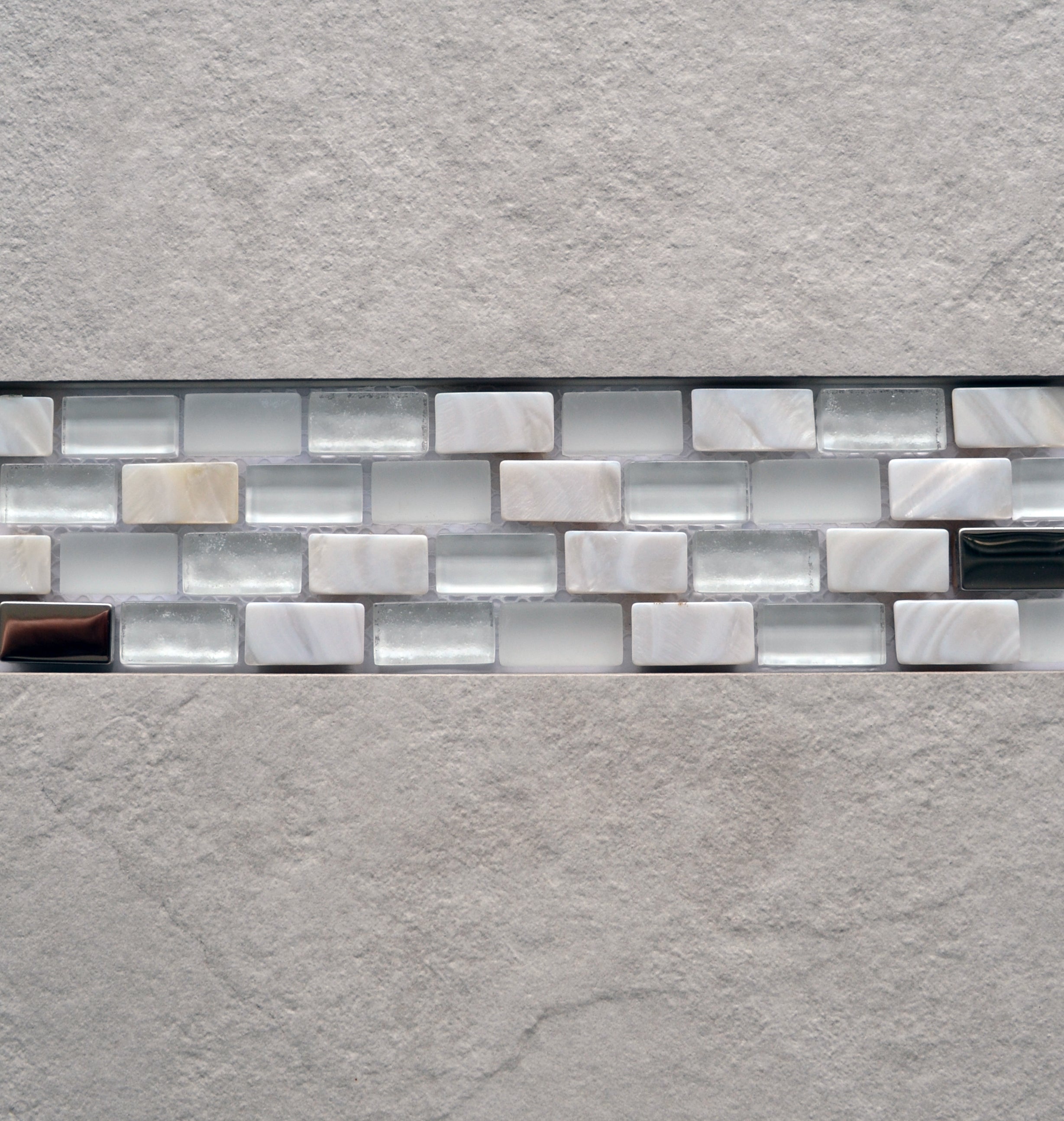Santiago White Brick Glass & Mother of Pearl Mosaic