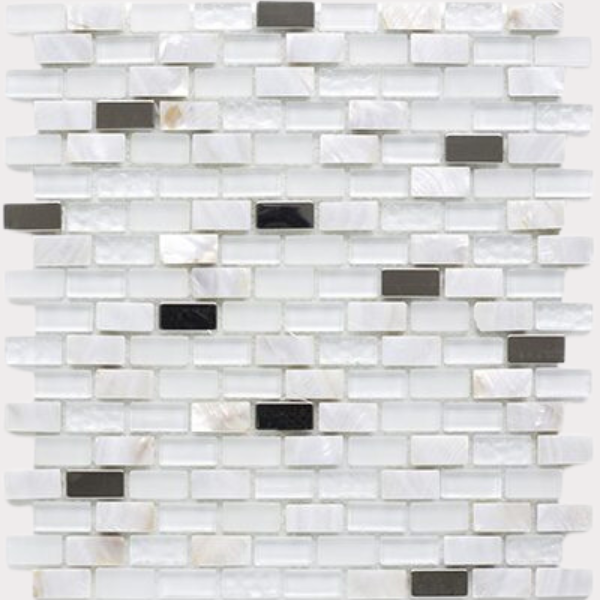 Santiago White Brick Glass & Mother of Pearl Mosaic