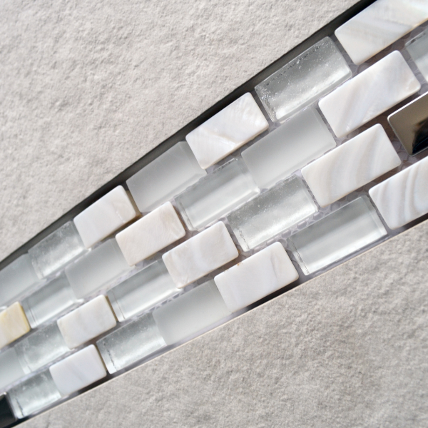 Santiago White Brick Glass & Mother of Pearl Mosaic