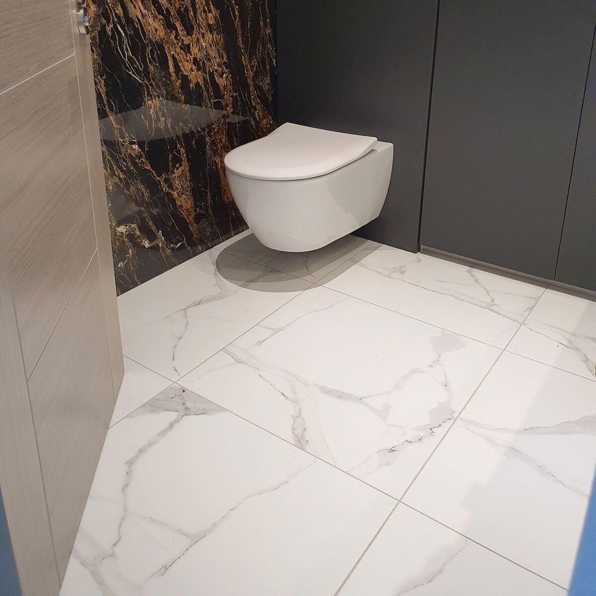 Asia White Carrara Marble Effect Porcelain Matt 59.9x59.9cm