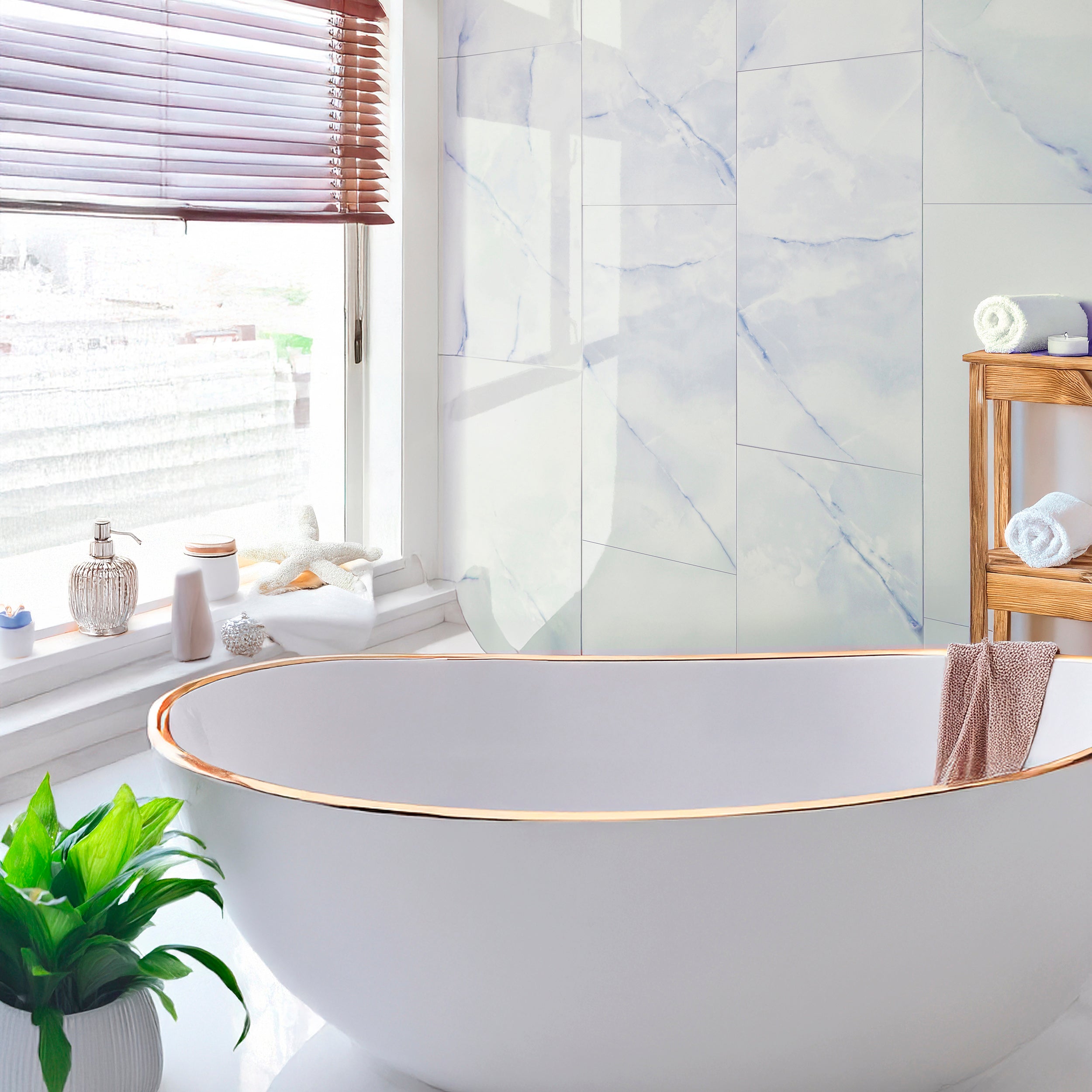 Silea Onyx Blue Ceramic Gloss Rectified Wall Tile 30x60cm