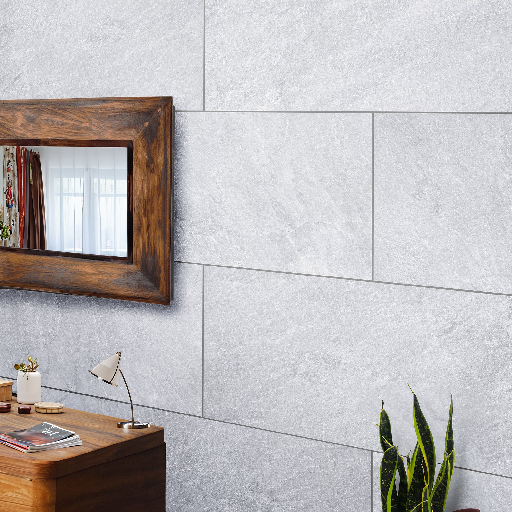 Saca Peak White Porcelain Textured Tile 59.5x120cm 1cm