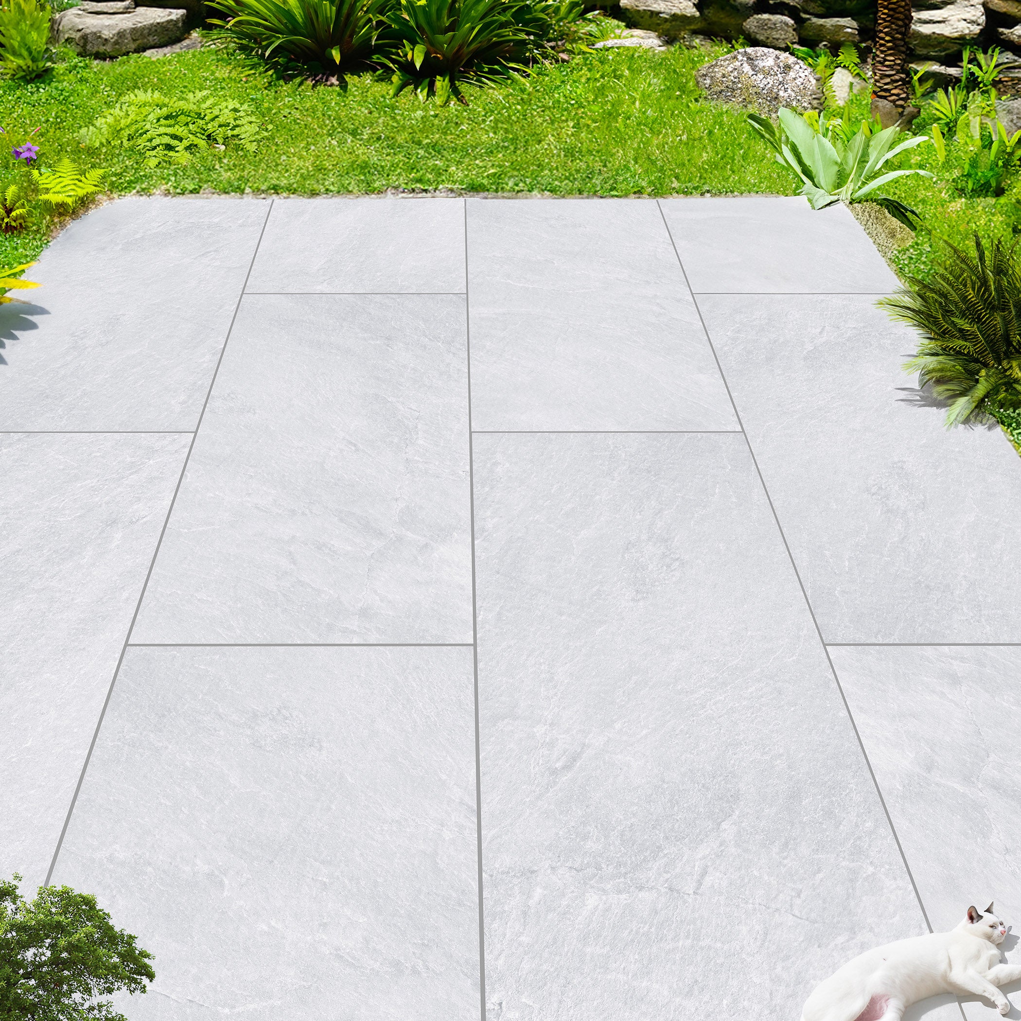 Saca Peak White Porcelain Patio Paver Tile 59.5x120cm 2cm