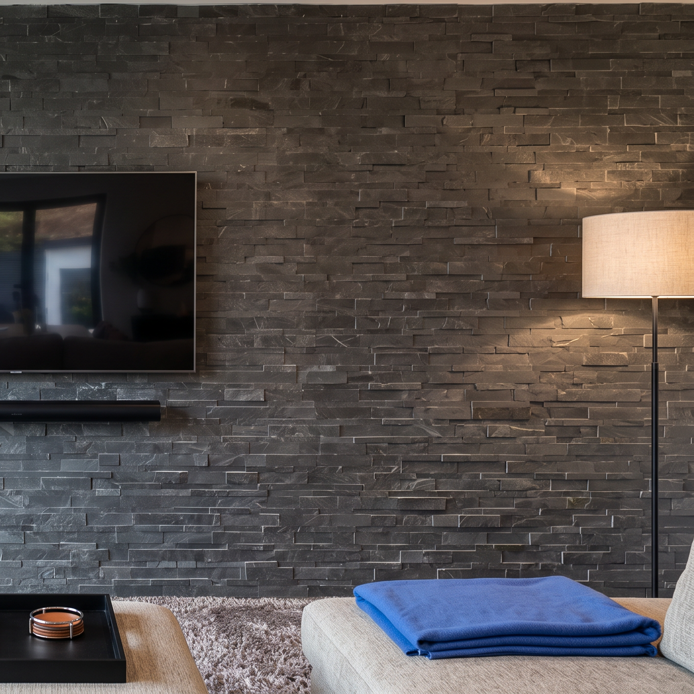 Scapestone Jak Black Slate Split Face Wall Cladding 15x60cm