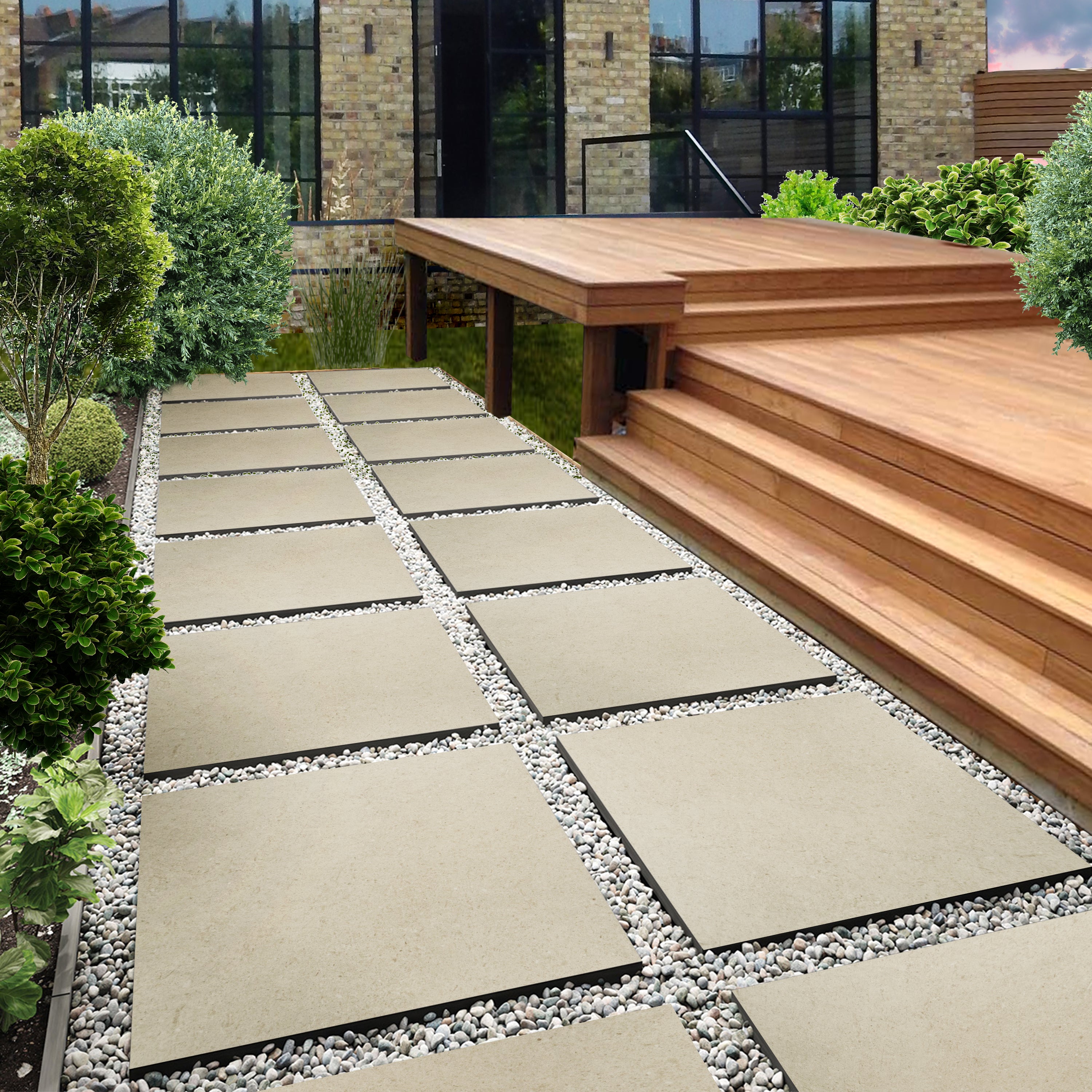 Stonehenge Mink Porcelain Patio Paver Tile 59.5x59.5cm 2cm