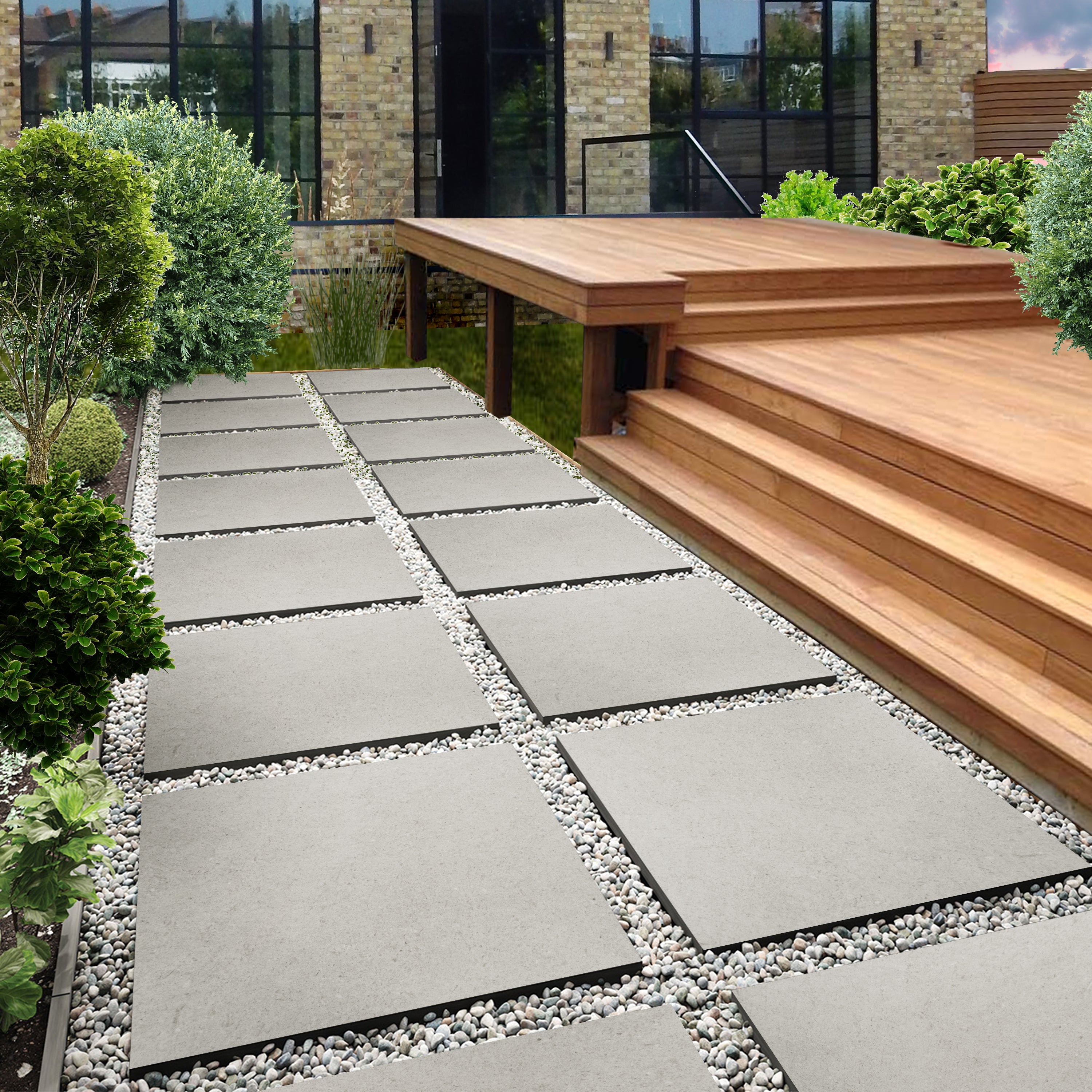 Stonehenge White Porcelain Patio Paver Tile 59.5x59.5cm 2cm