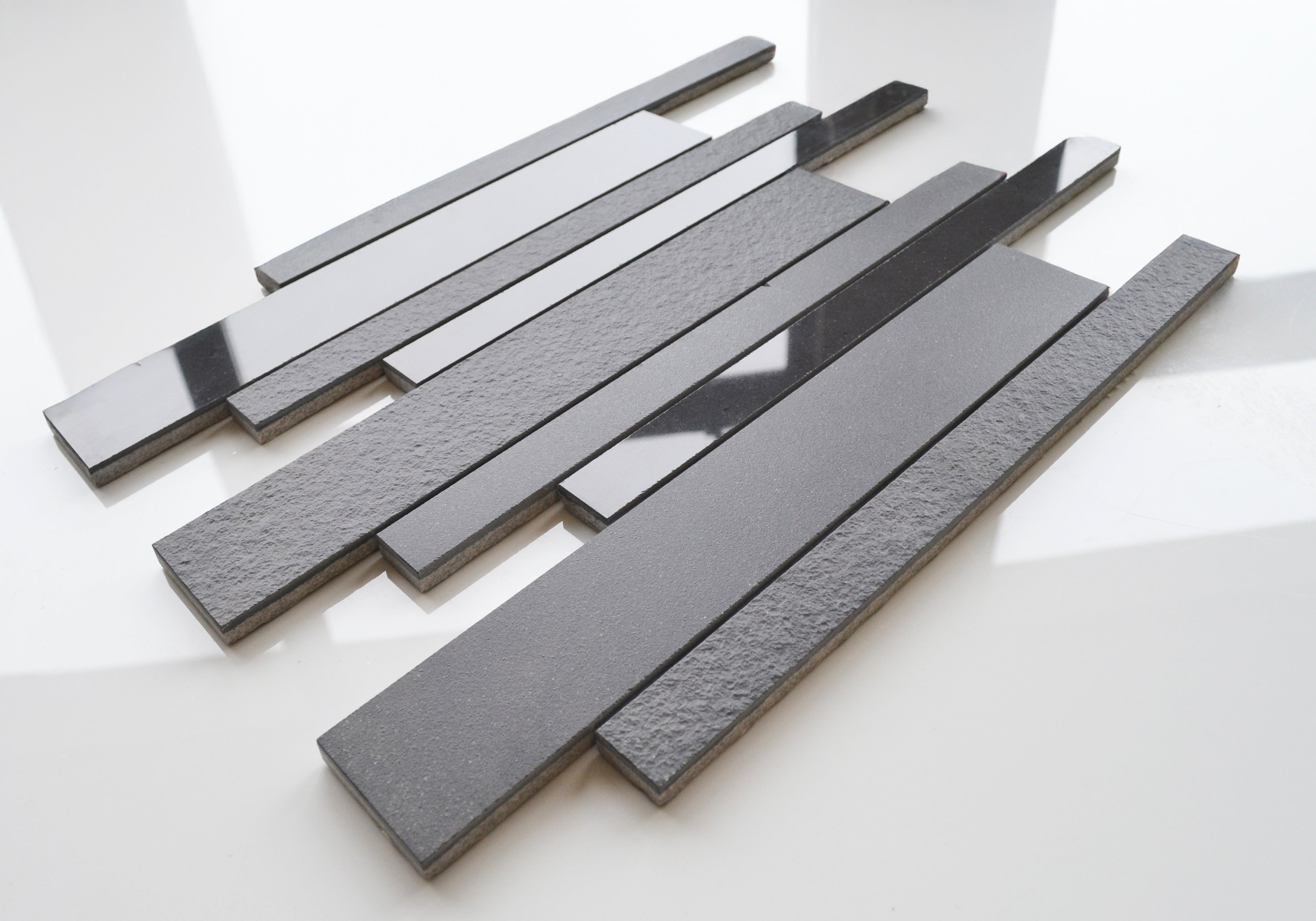 Tibet Nero Black Porcelain Strip Mosaic 30x30cm