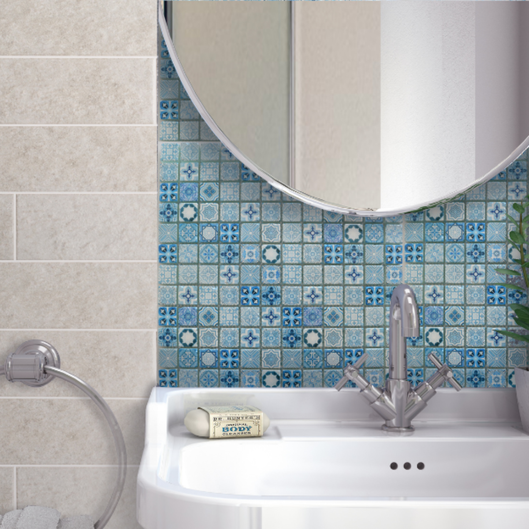 Victorian Blue Glass Polished 30x30cm