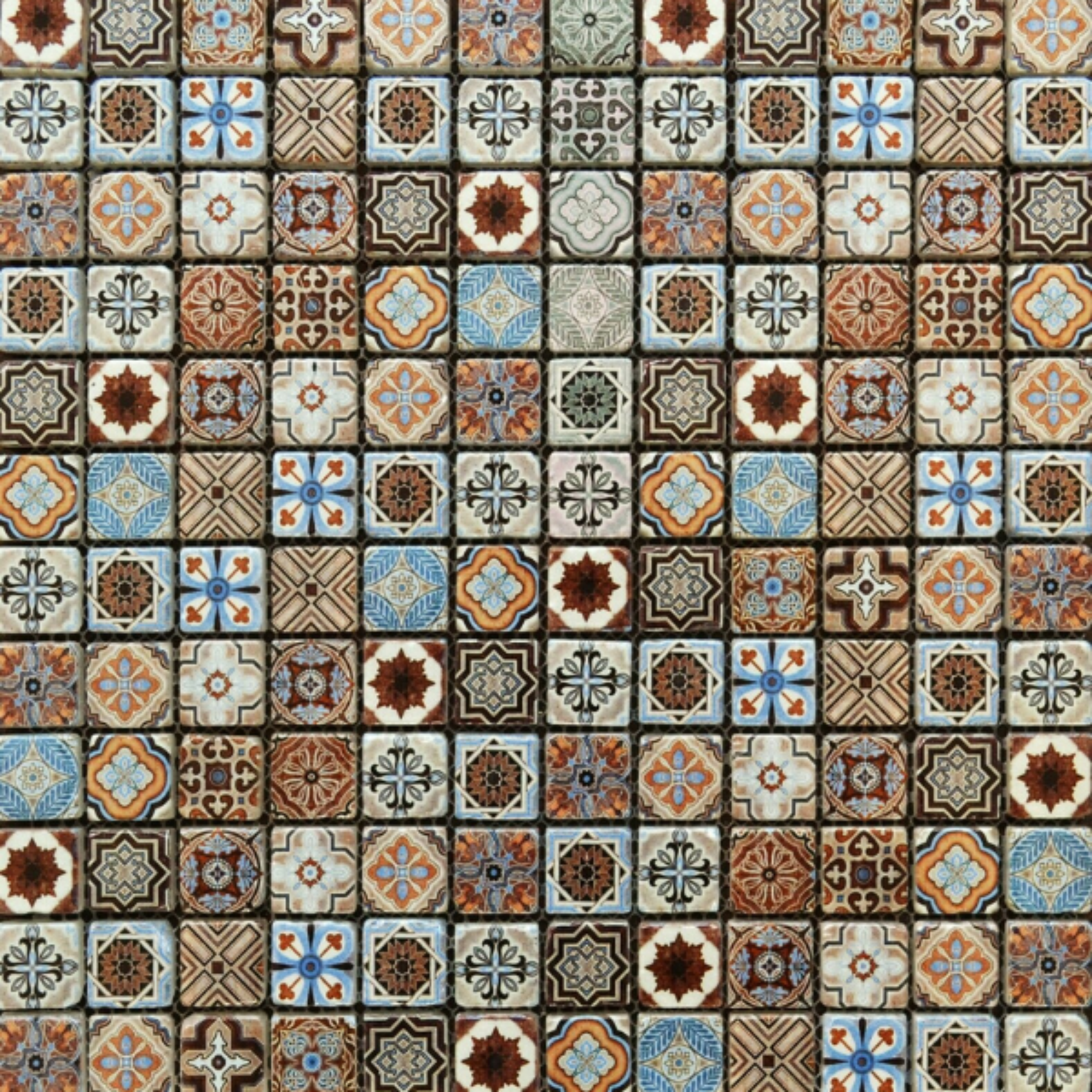 Victorian Gold & Blue Glass Polished 30x30cm