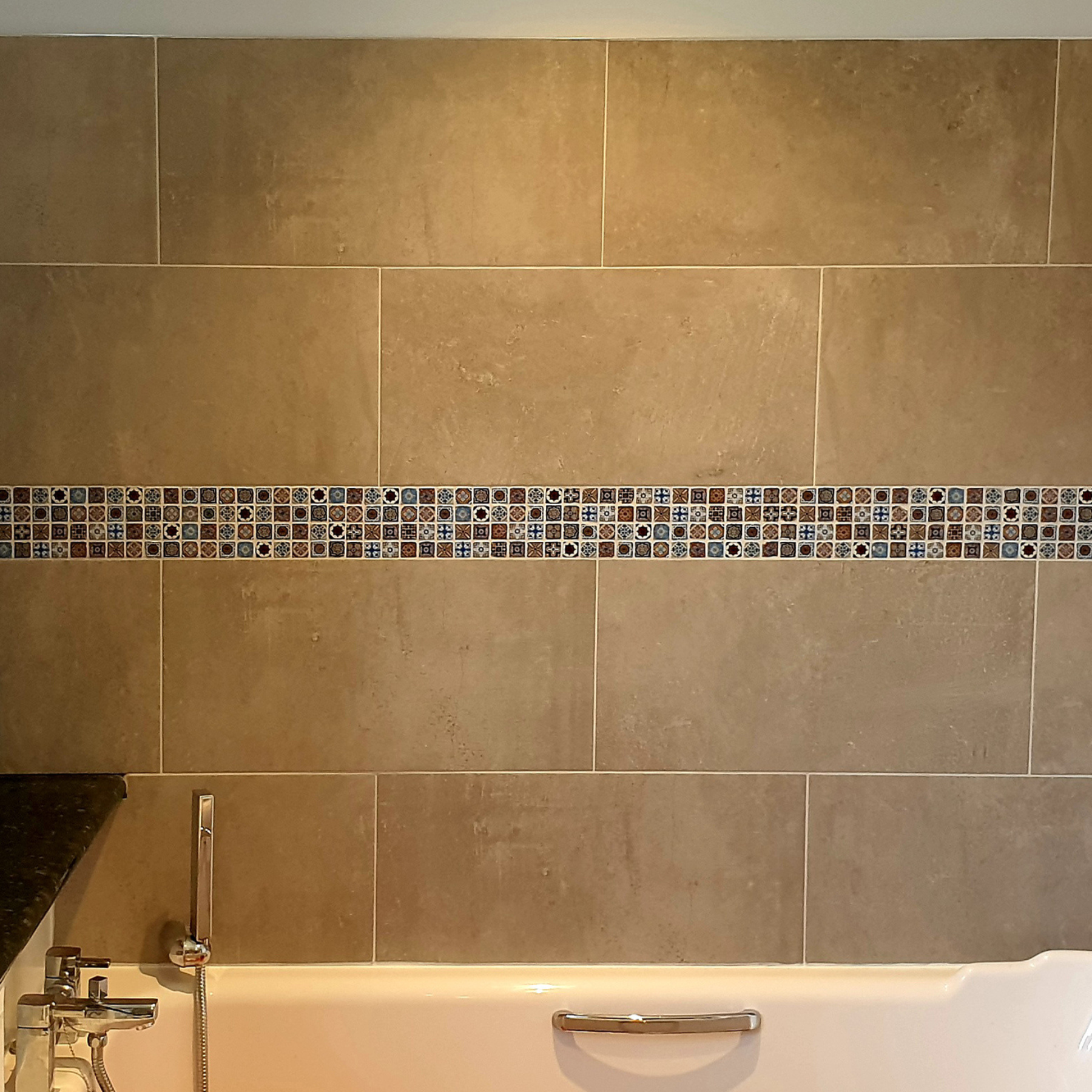 Victorian Gold & Blue Glass Polished 30x30cm