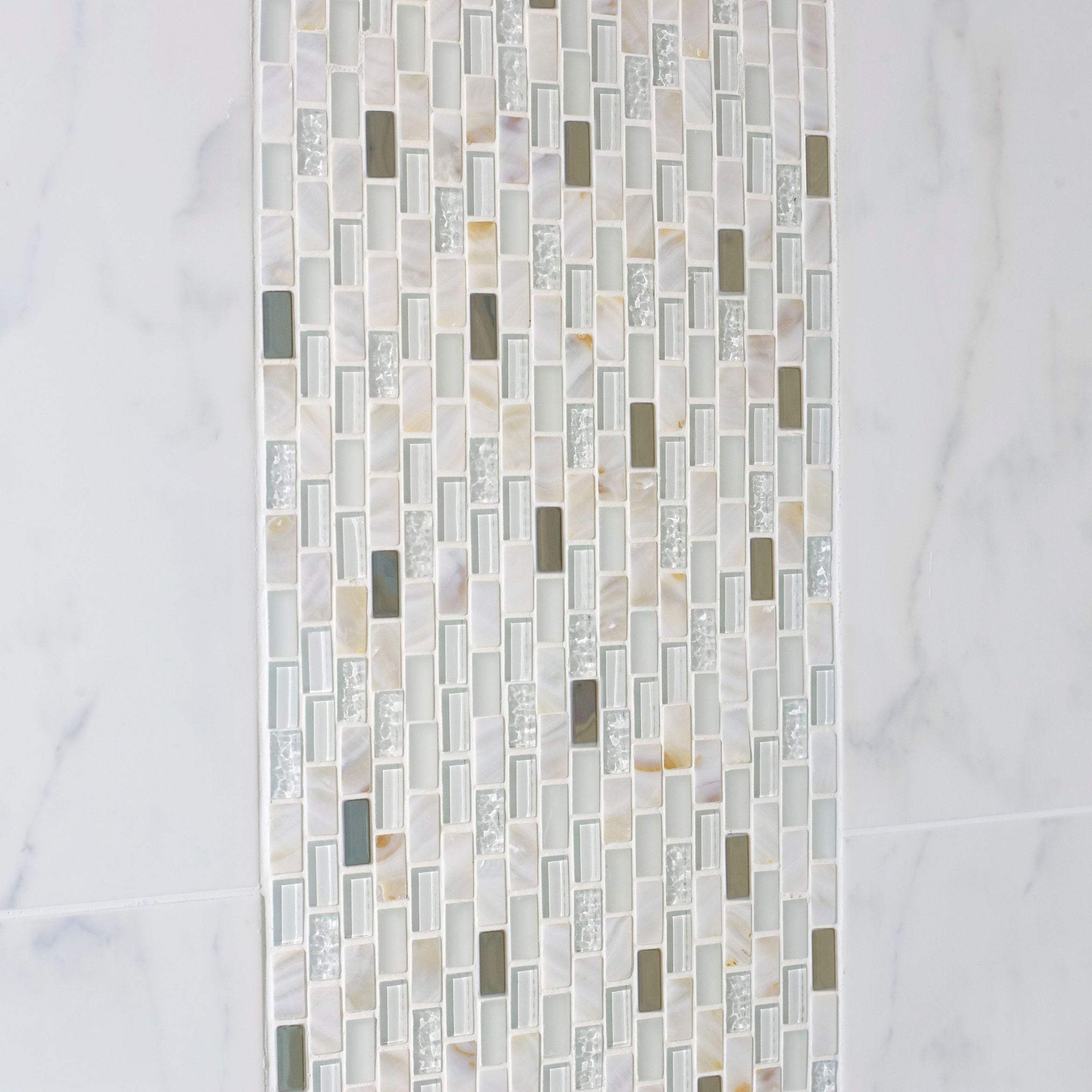 Santiago White Brick Glass & Mother of Pearl Mosaic