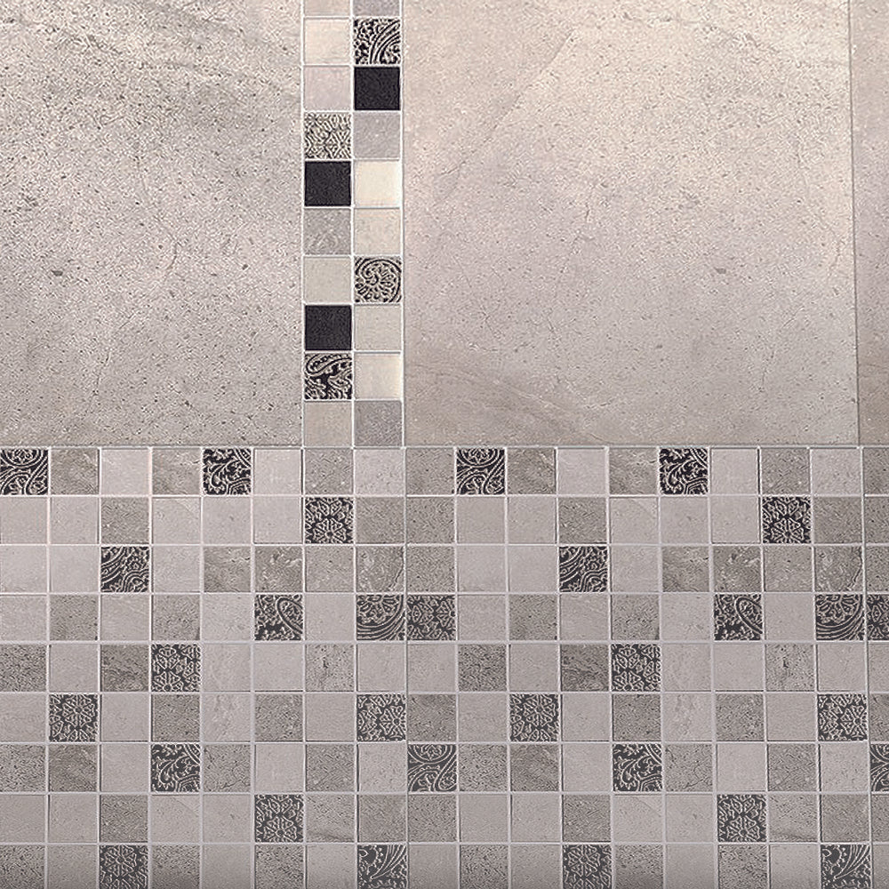 Cordoba Silver Ceramic Pattern Detail Matt Mosaic 30x30cm