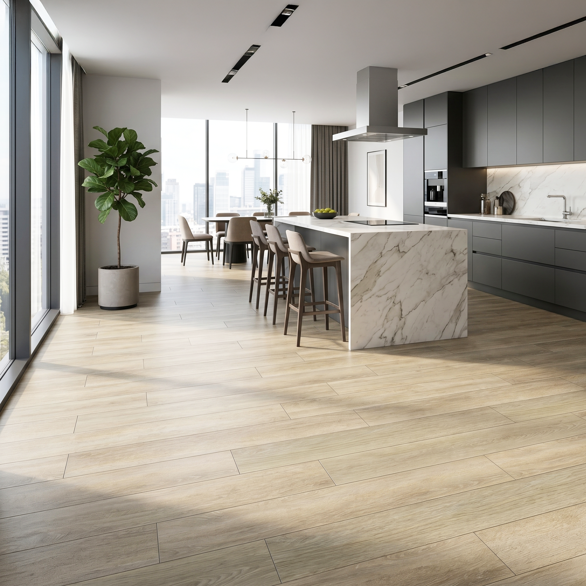 Iderwood Oak Wood Effect Textured Porcelain Tile 15x90cm